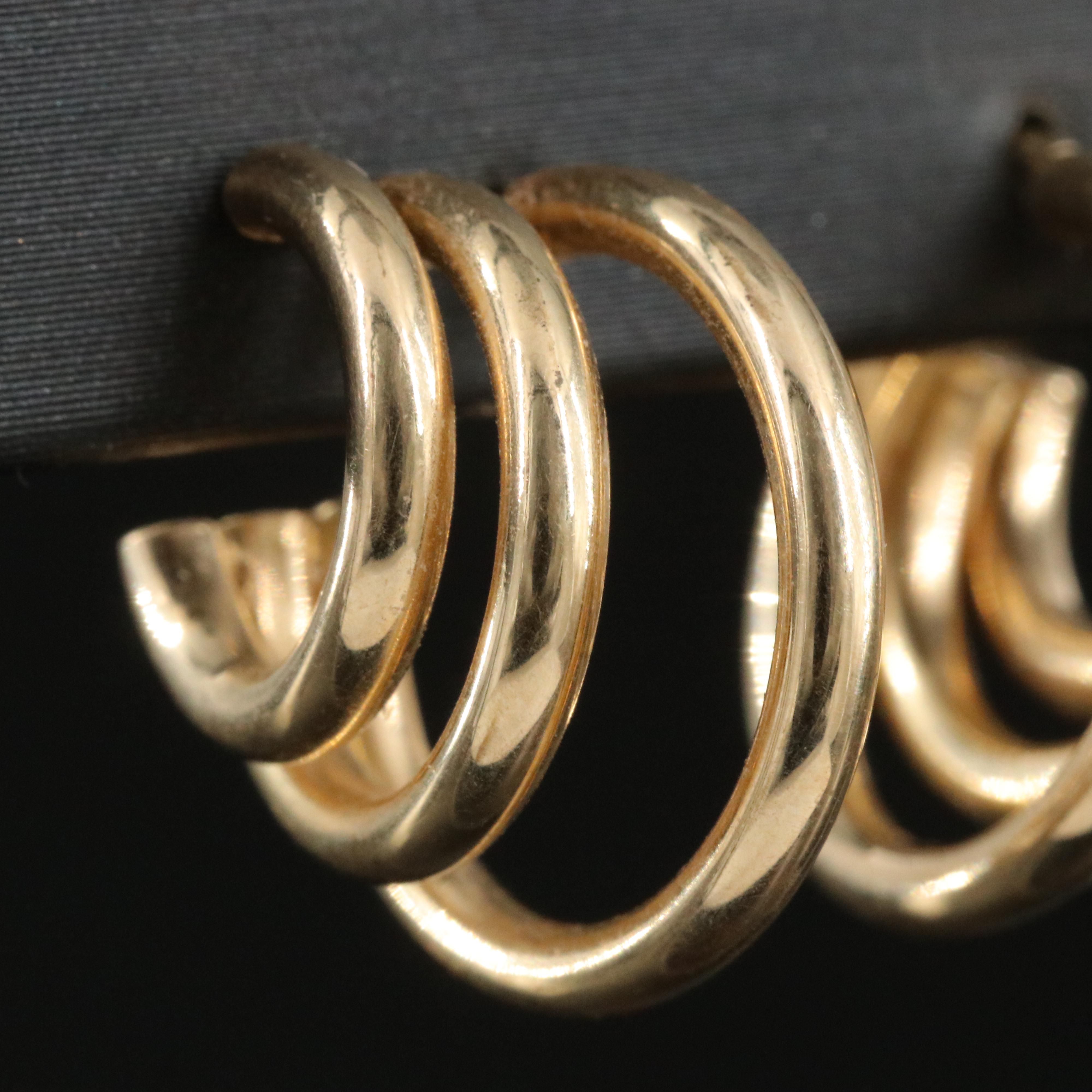 14K Triple Loop Earrings