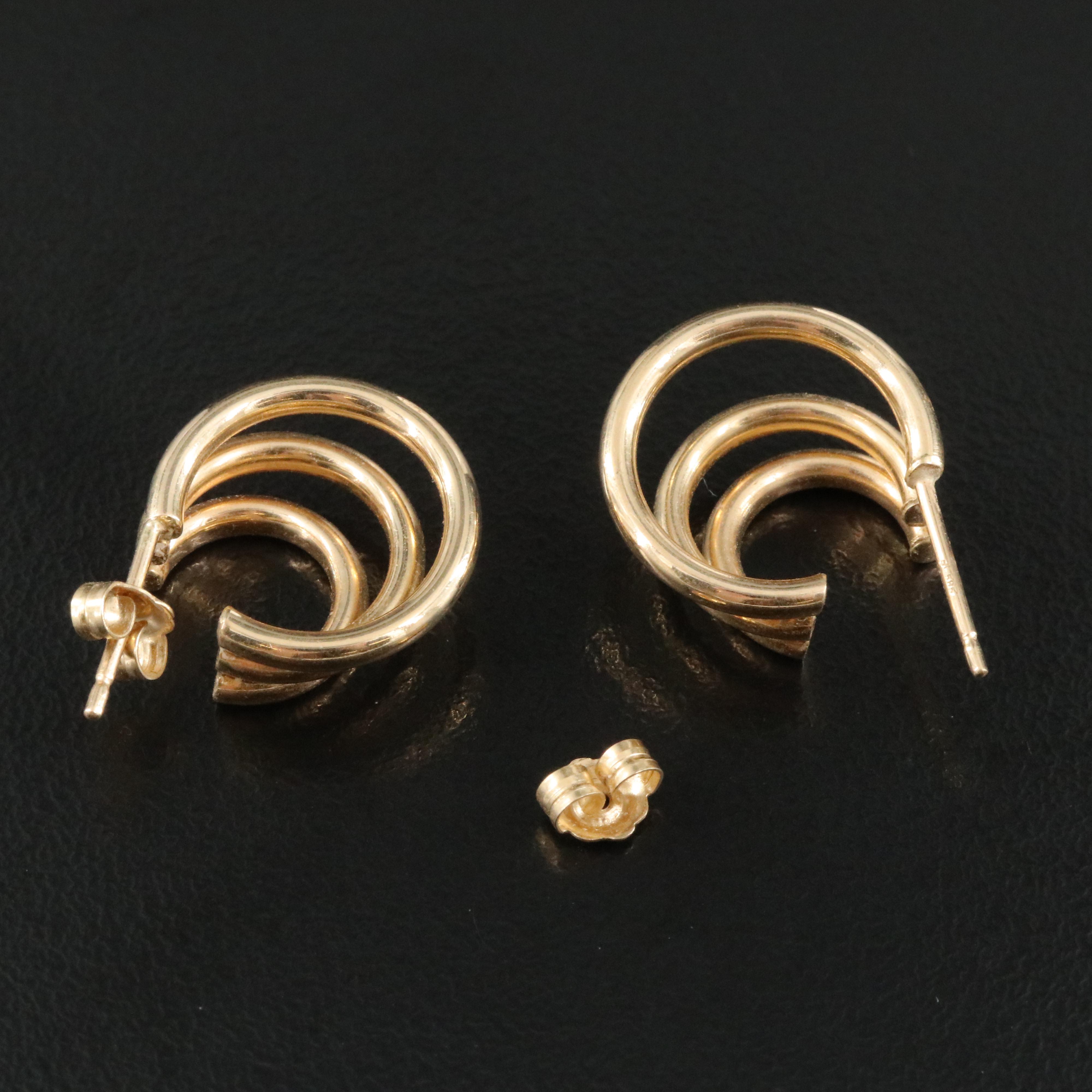 14K Triple Loop Earrings