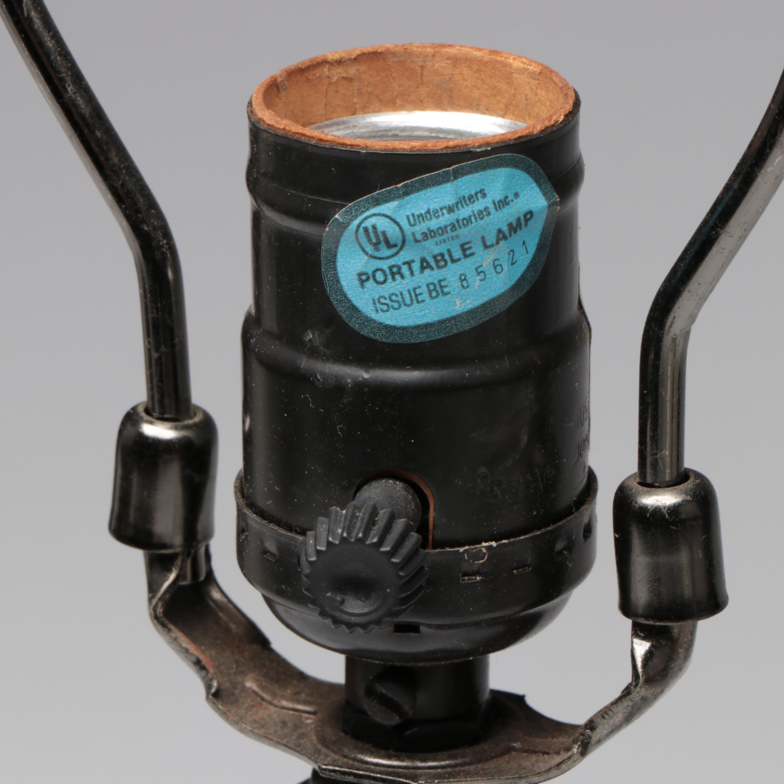 Art Nouveau Style Water Lily Slag Glass Table Lamp with Cast Metal, 21st Century