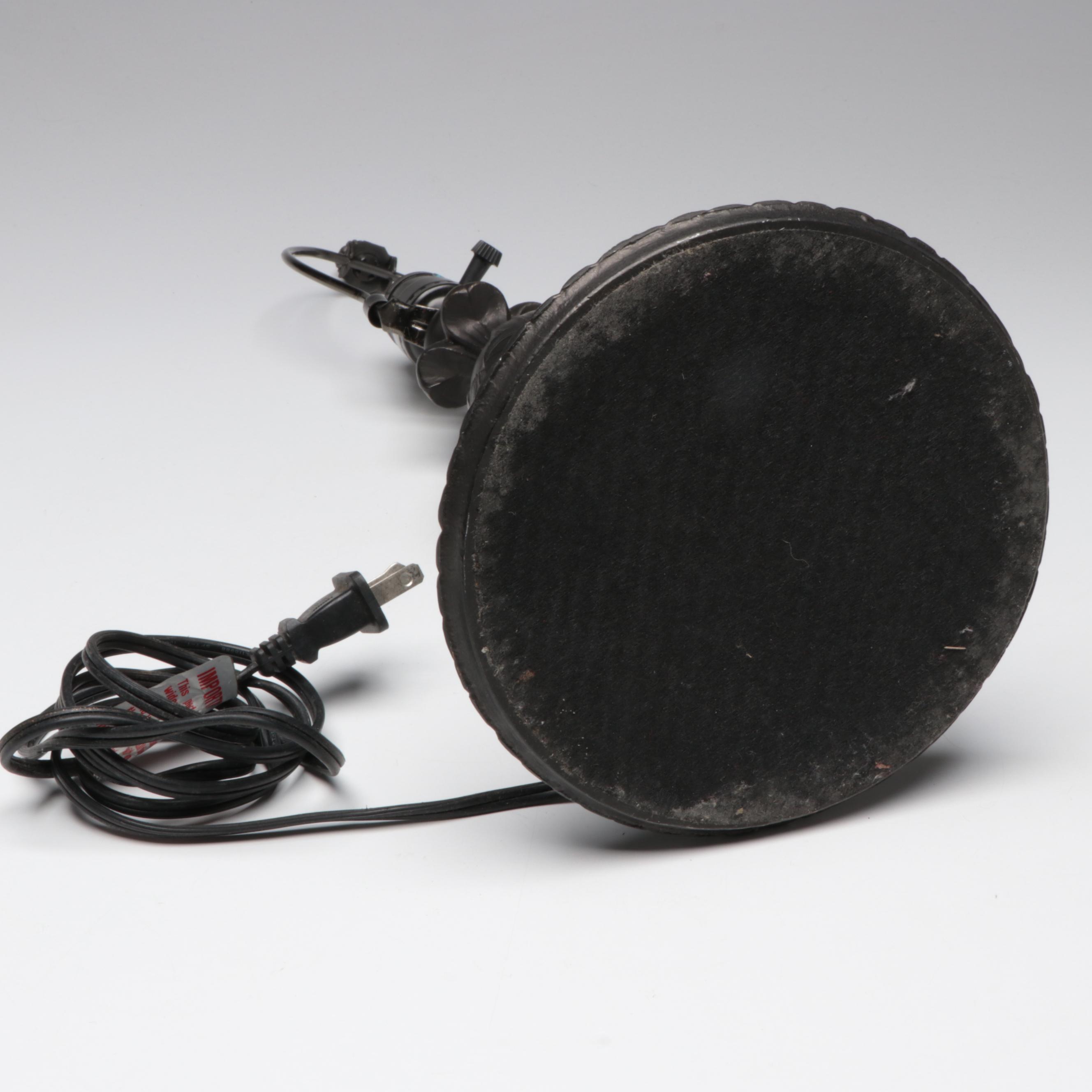 Art Nouveau Style Water Lily Slag Glass Table Lamp with Cast Metal, 21st Century