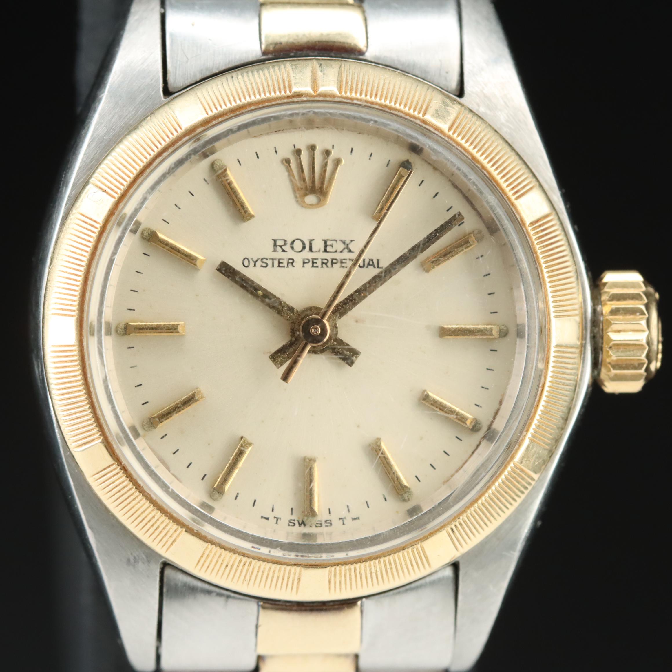 1974 Rolex 14K and Stainless Steel Oyster Perpetual Watch
