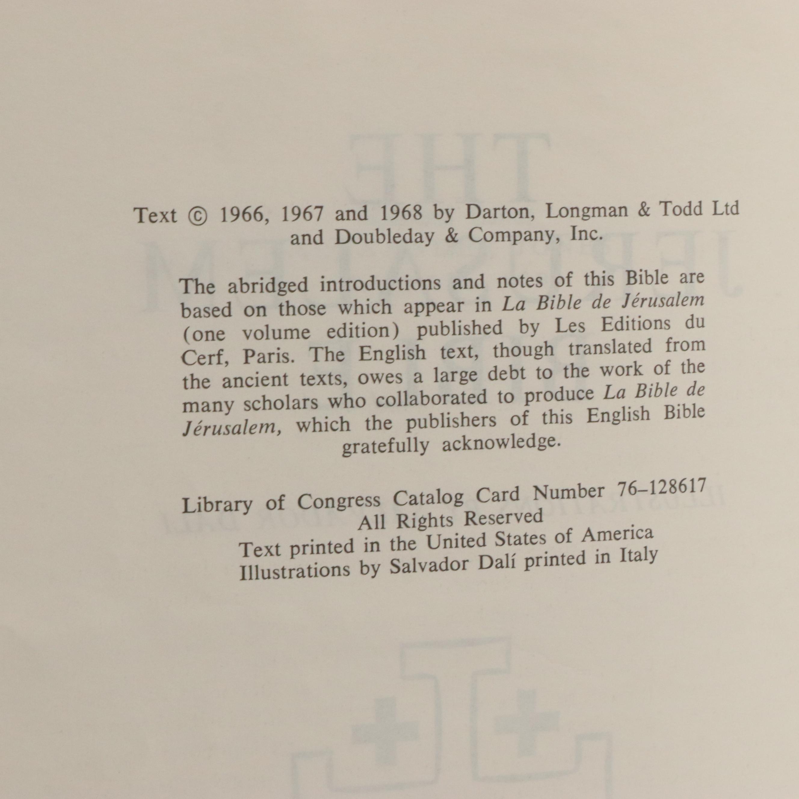 Salvador Dalí Illustrated Jerusalem Bible Edited by Alexander Jones, 1970