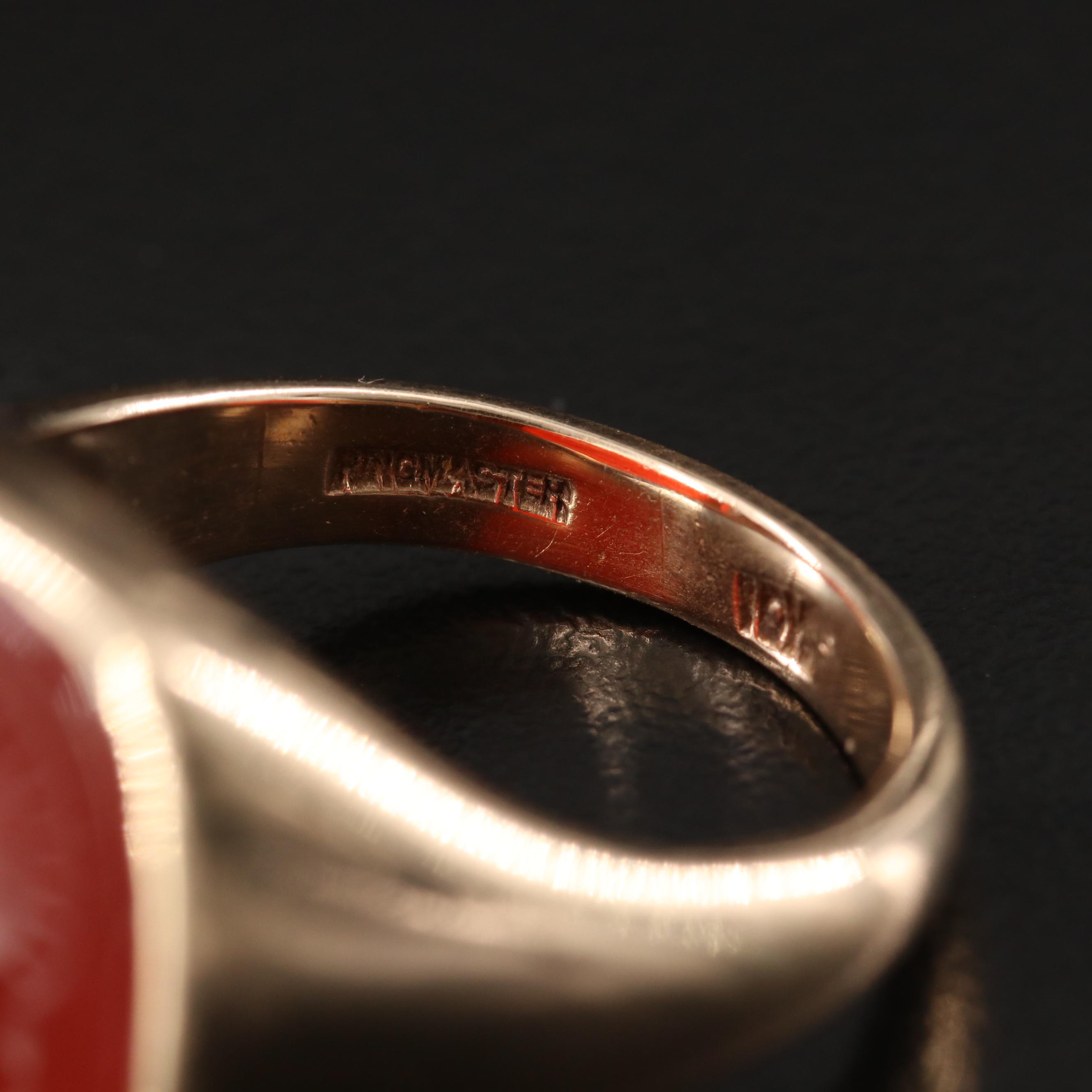 Vintage 10K Sard Intaglio Roman Soldier Ring