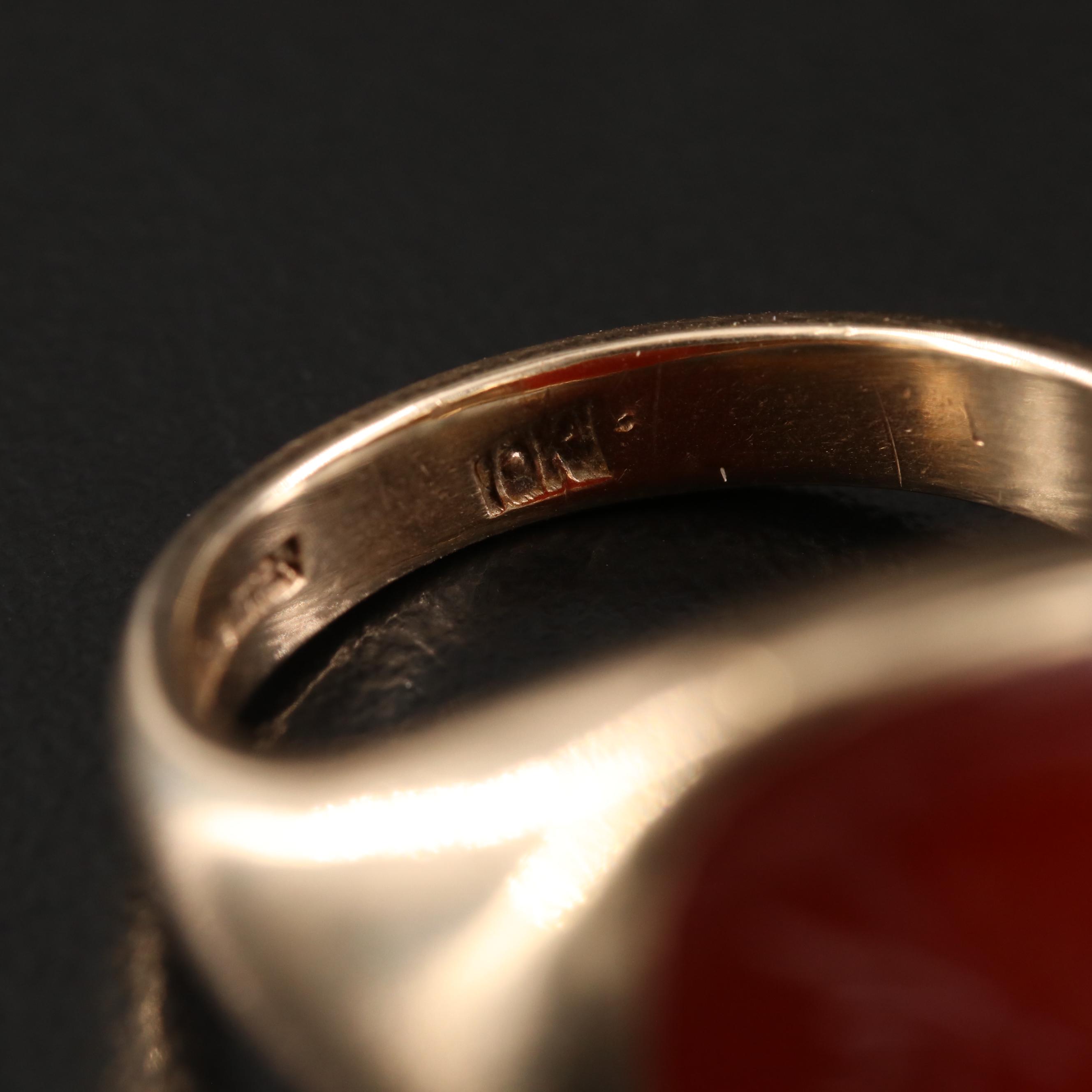 Vintage 10K Sard Intaglio Roman Soldier Ring