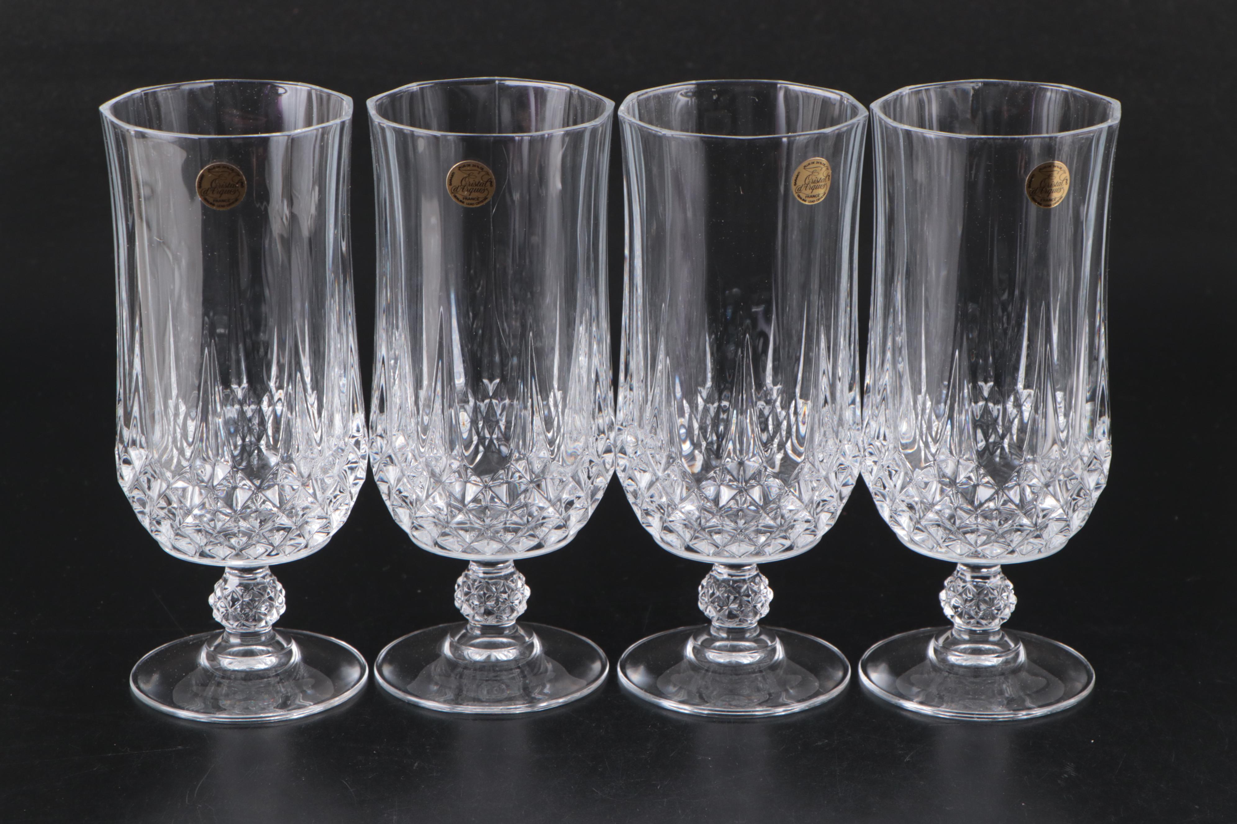 Cristal d'Arques "Longchamp" Crystal Champagne Flutes and Iced Tea Glasses