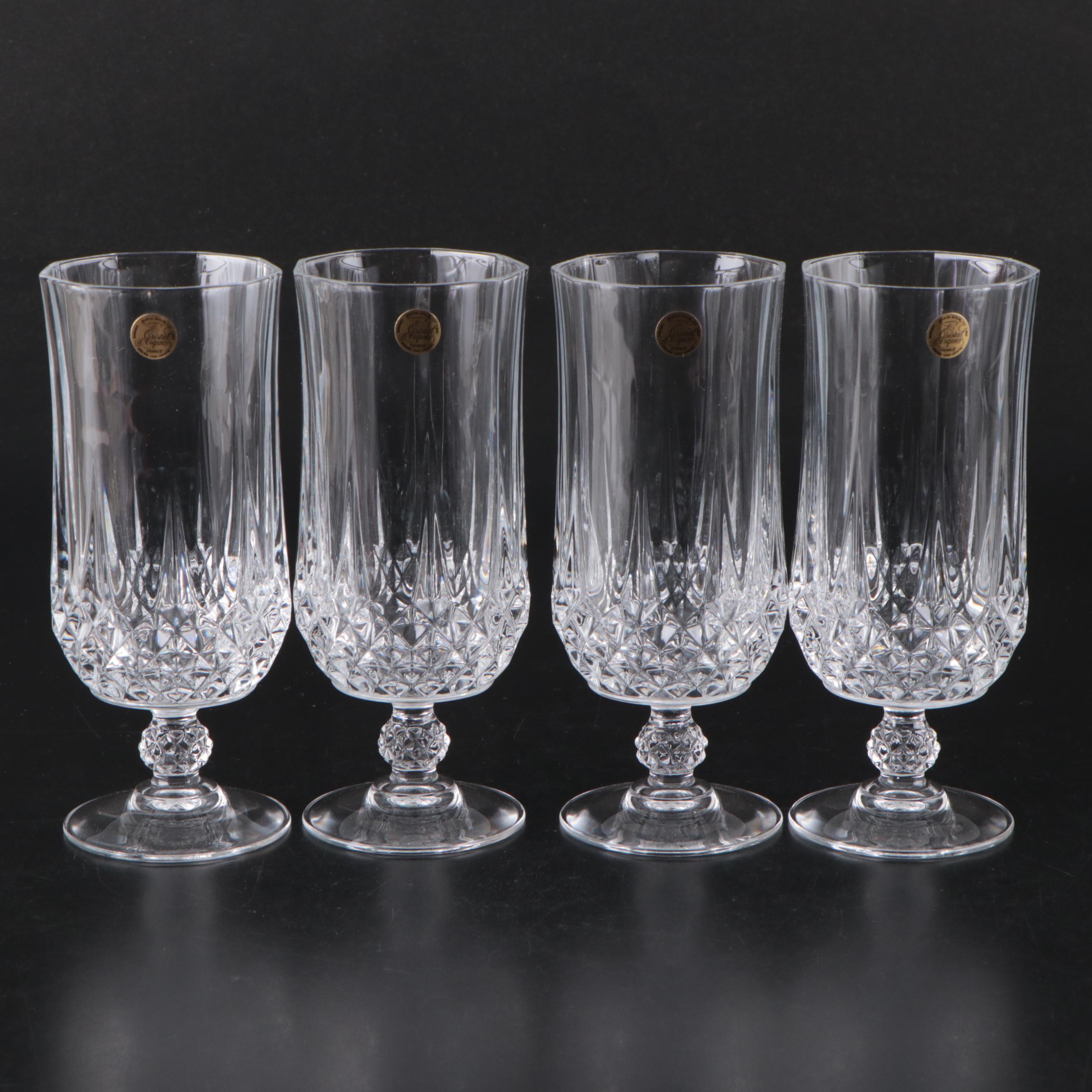 Cristal d'Arques "Longchamp" Crystal Champagne Flutes and Iced Tea Glasses
