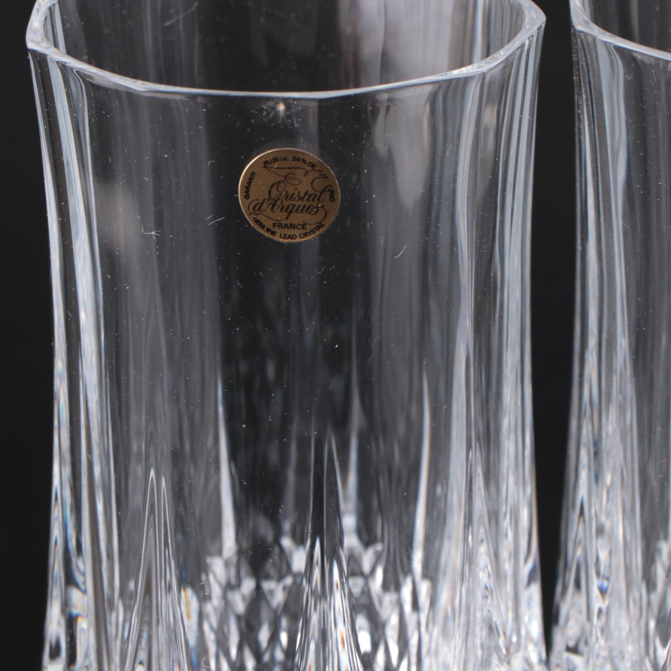 Cristal d'Arques "Longchamp" Crystal Champagne Flutes and Iced Tea Glasses