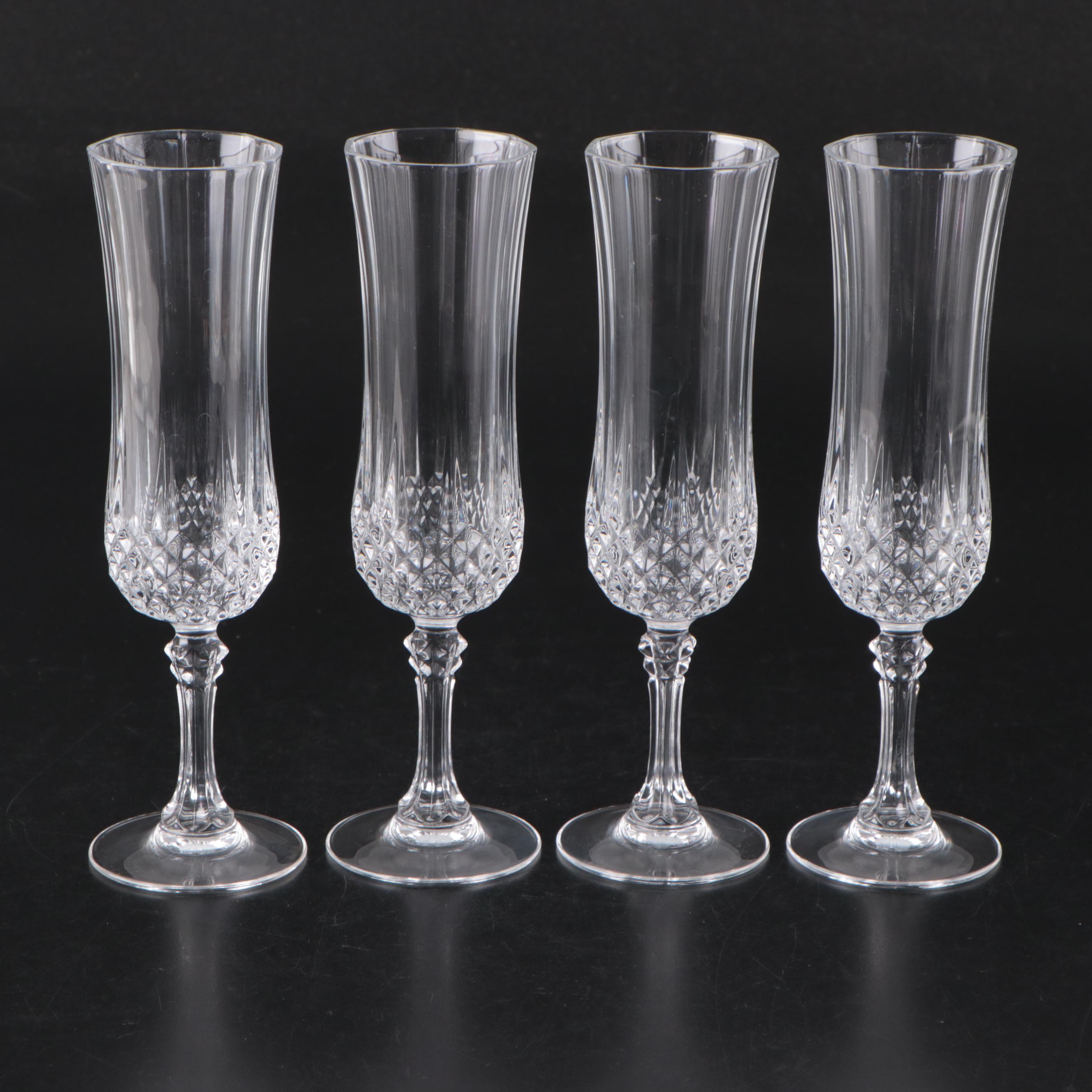 Cristal d'Arques "Longchamp" Crystal Champagne Flutes and Iced Tea Glasses