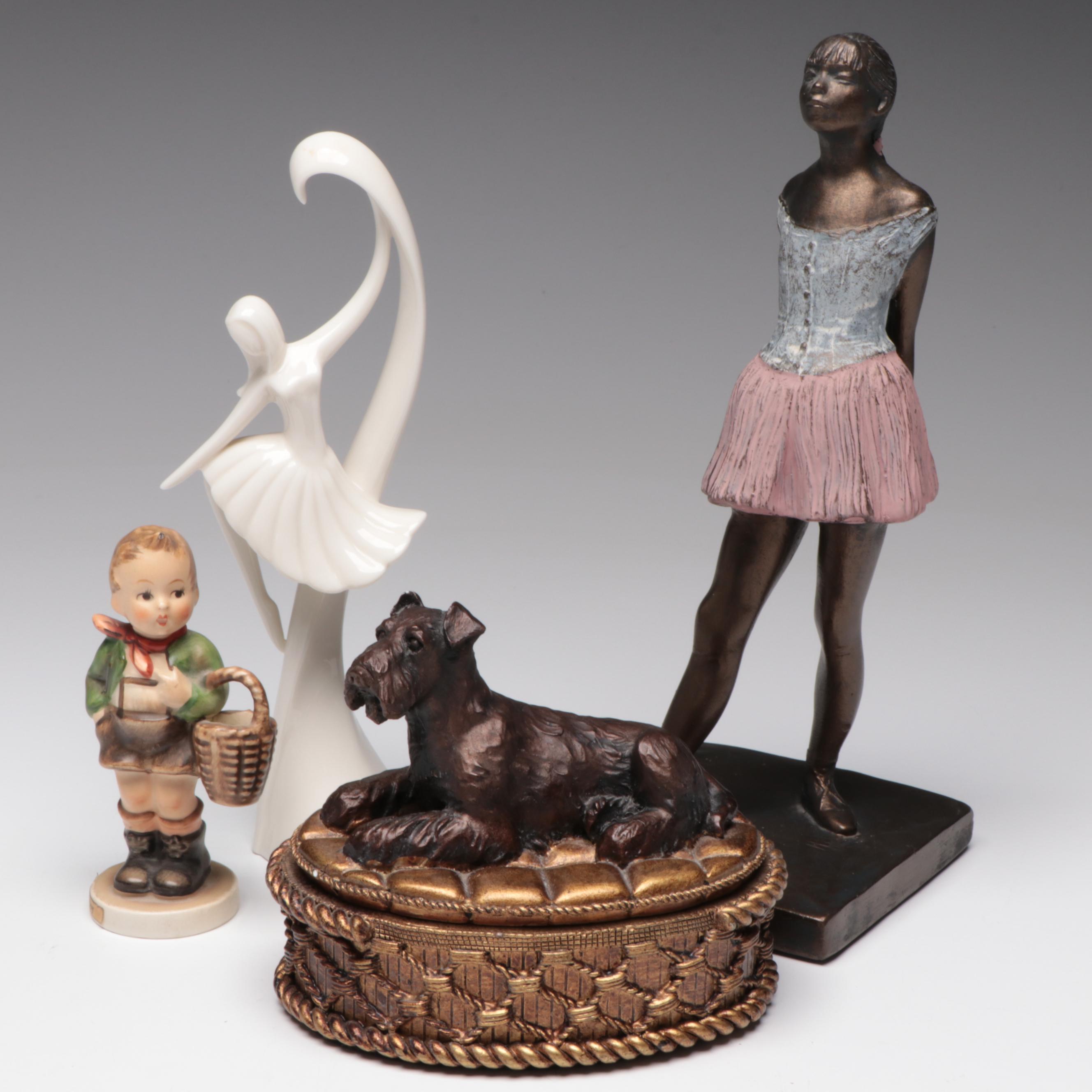 Goebel "Village Boy" Porcelain Hummel Figurine with Chalkware and Other Décor