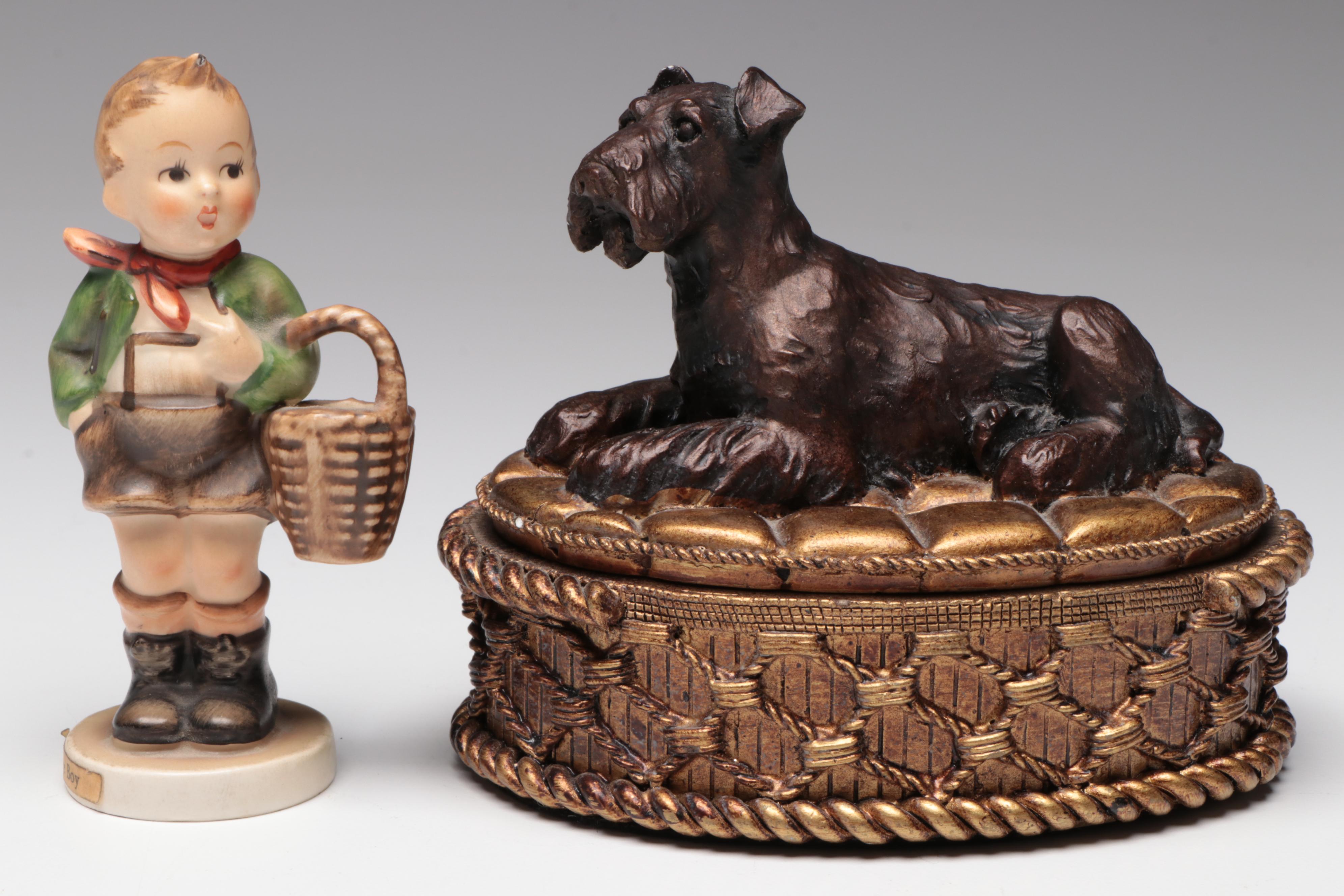 Goebel "Village Boy" Porcelain Hummel Figurine with Chalkware and Other Décor