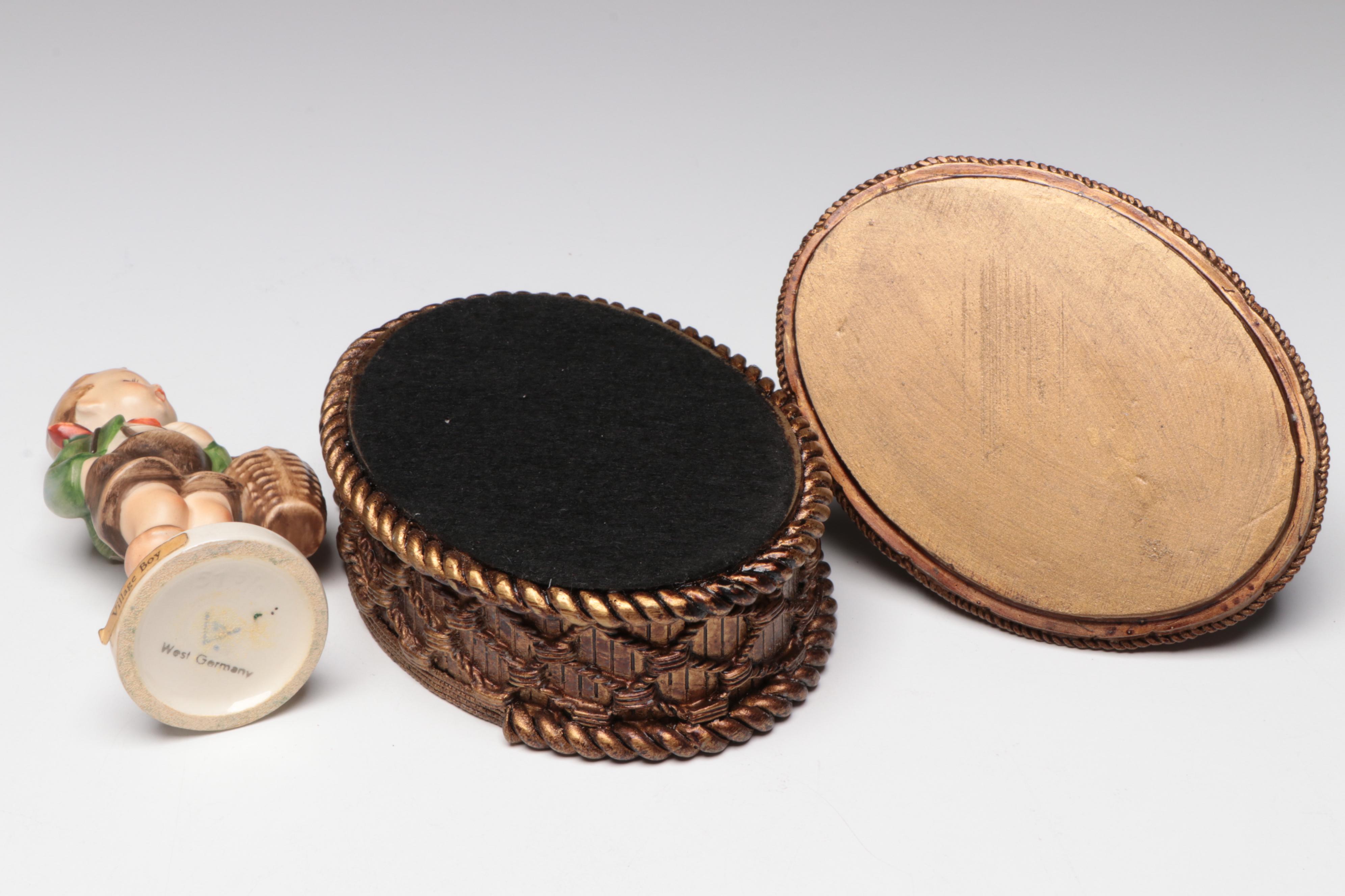 Goebel "Village Boy" Porcelain Hummel Figurine with Chalkware and Other Décor