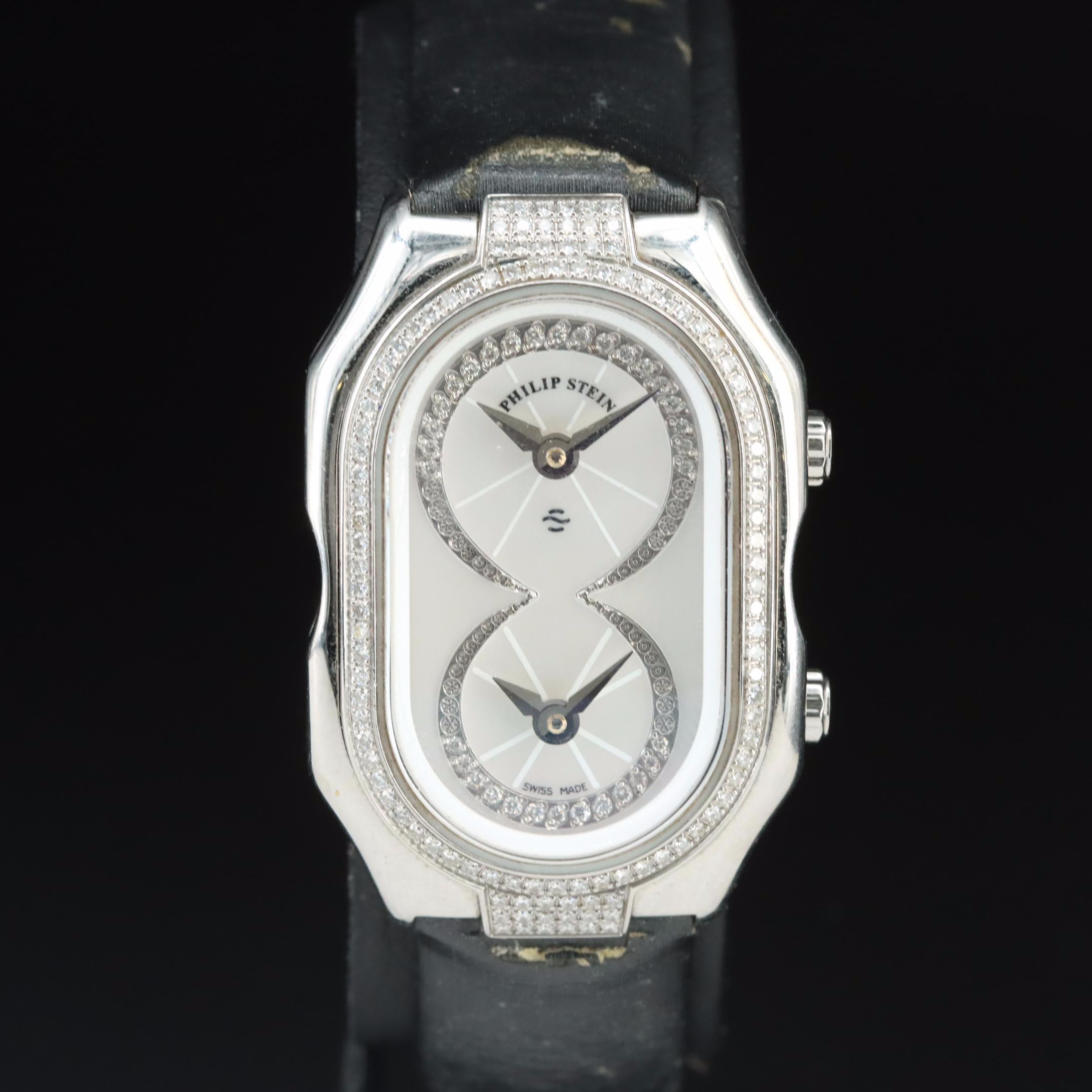 Philip Stein Mother-of-Pearl Diamond Dial and Bezel Watch