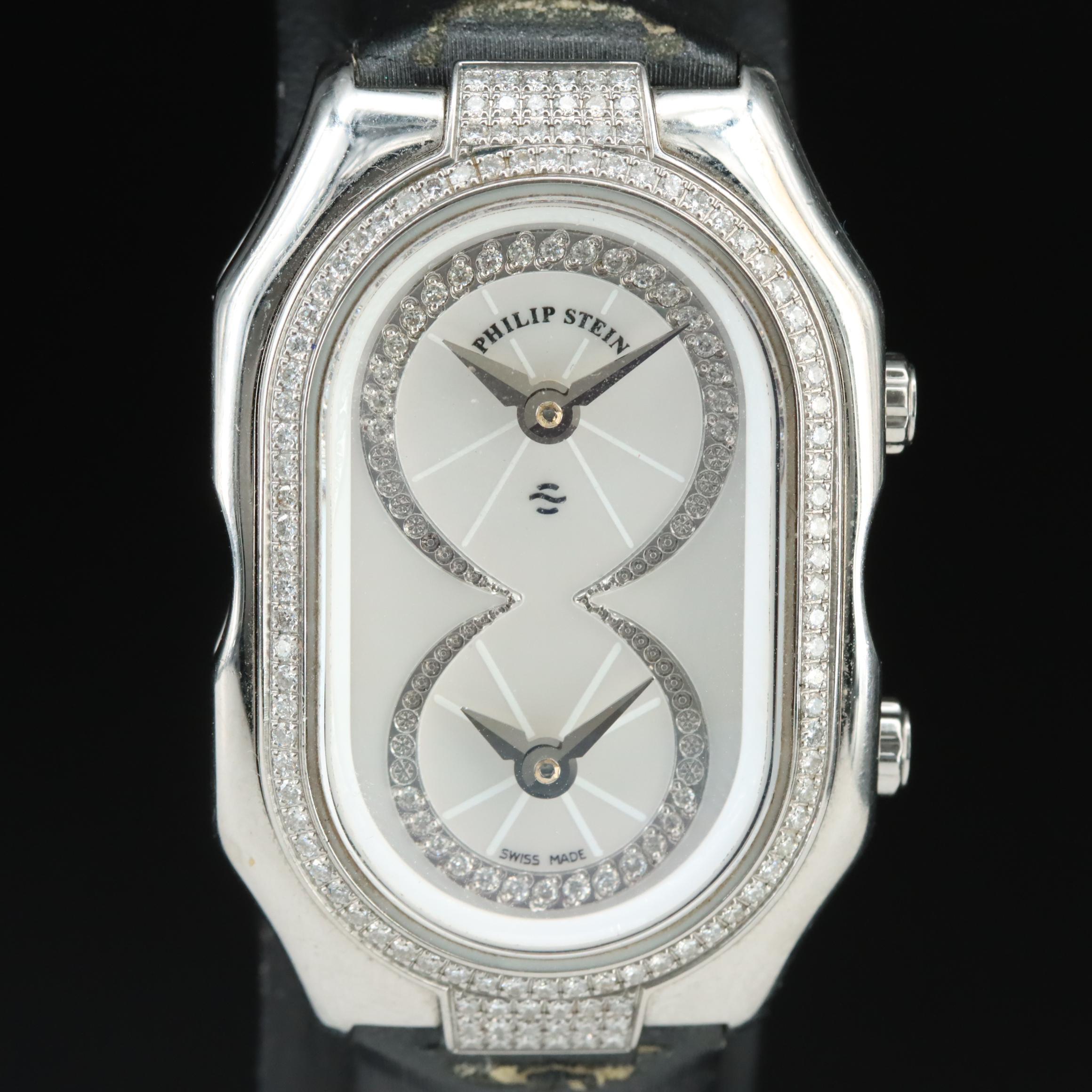 Philip Stein Mother-of-Pearl Diamond Dial and Bezel Watch
