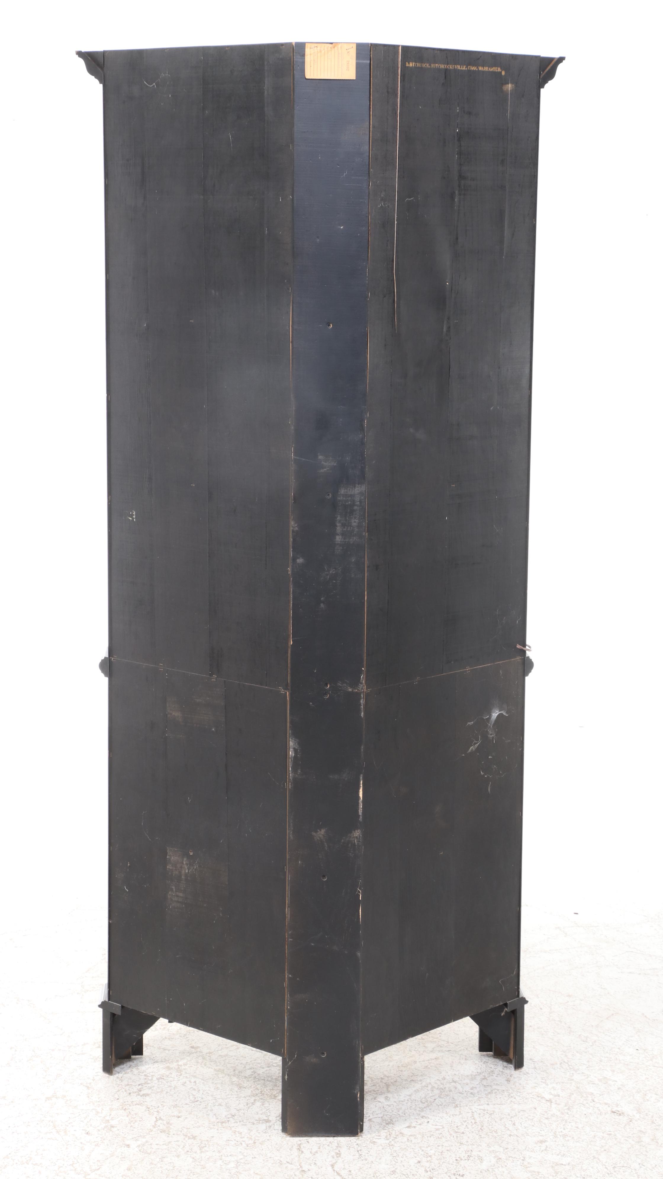 L. Hitchcock Federal Style Ebonized, Gilt-Stenciled, and Maple Corner Cupboard