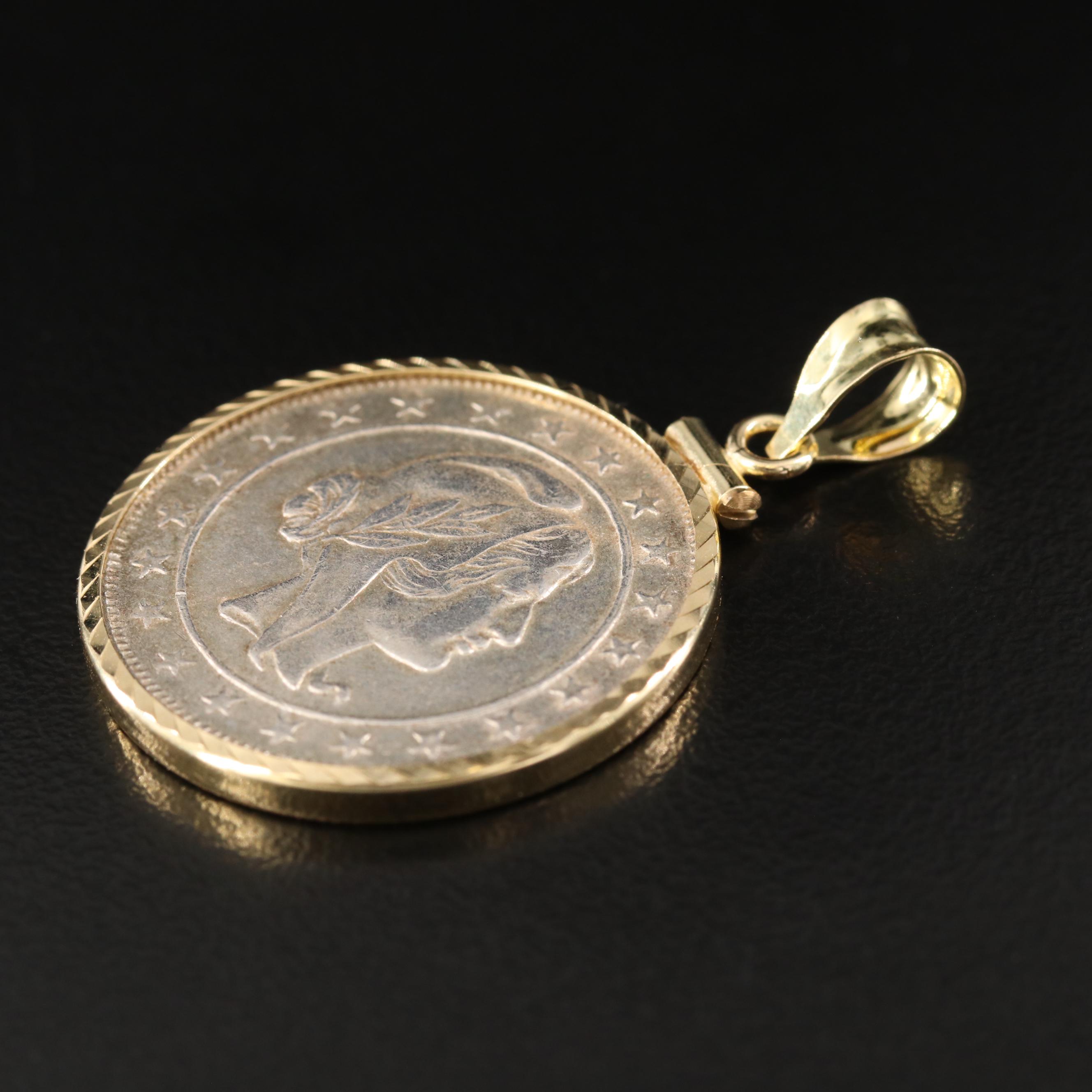 18K Pendant with 1924 Brazil 2000-Reis Silver Coin