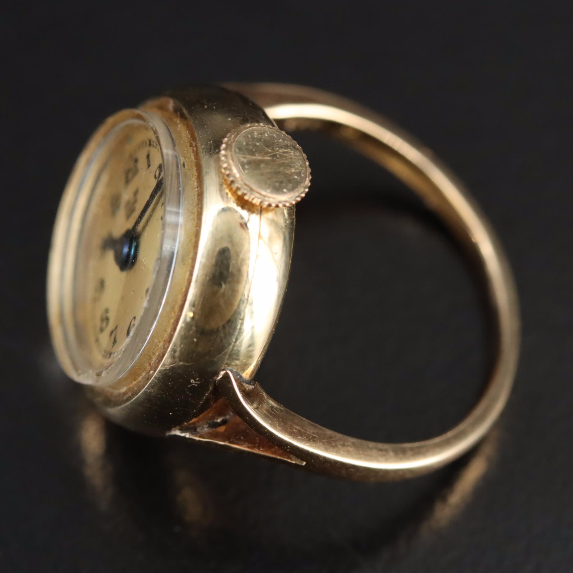 14K Bucherer Vintage Stem Wind Ring Watch