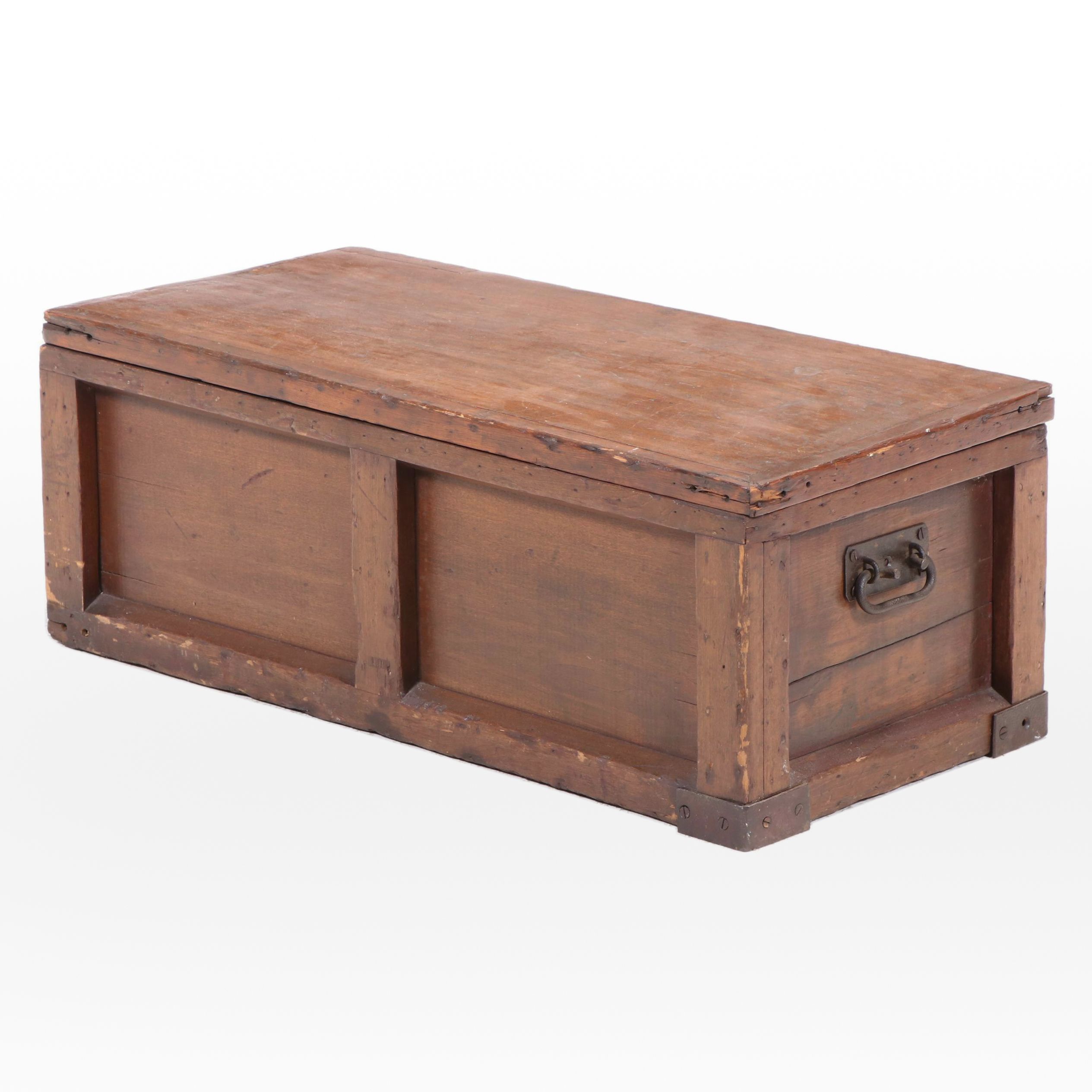 American Primitive Iron-Mounted Poplar Tool Chest, Early 20th Century
