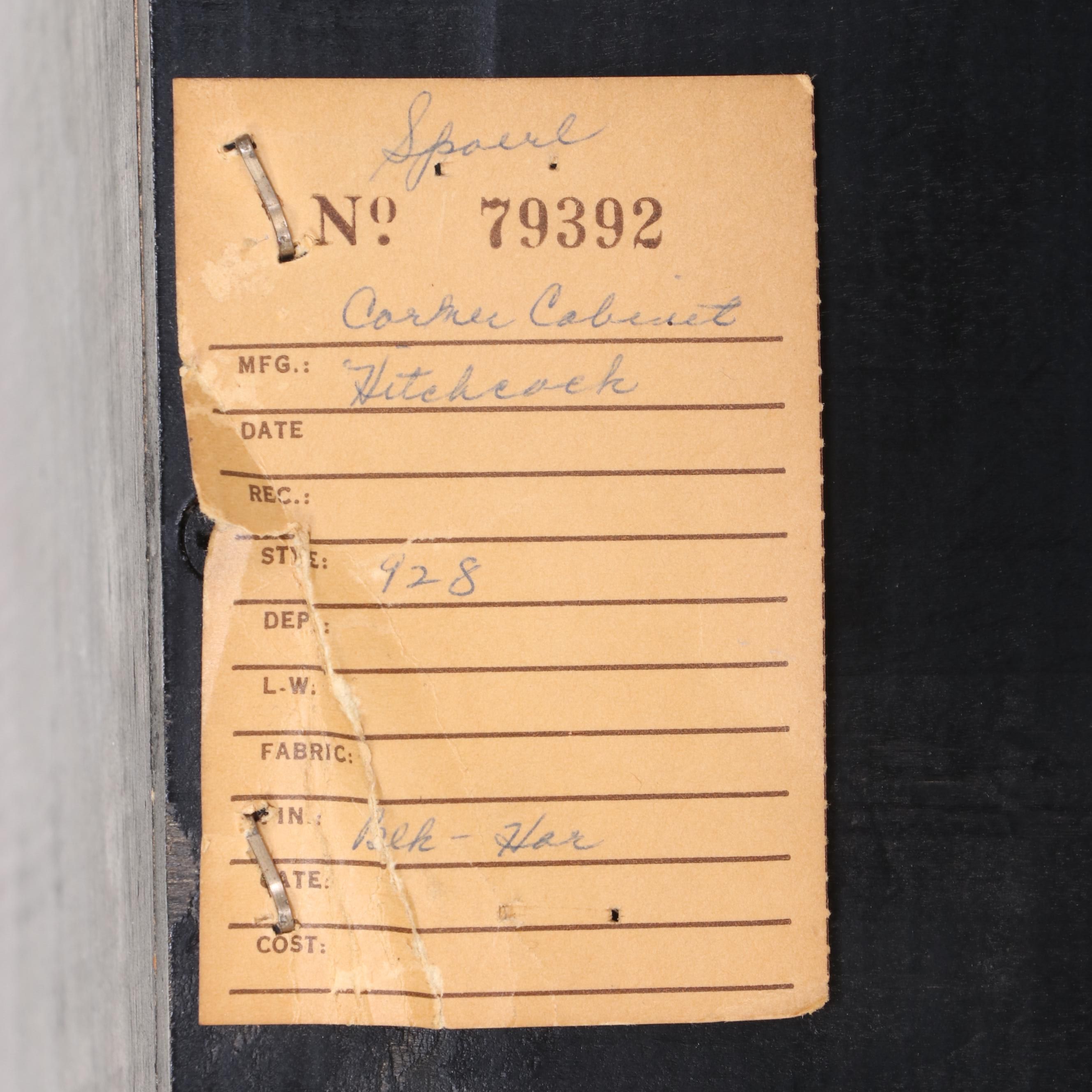 L. Hitchcock Federal Style Ebonized, Gilt-Stenciled, and Maple Corner Cupboard