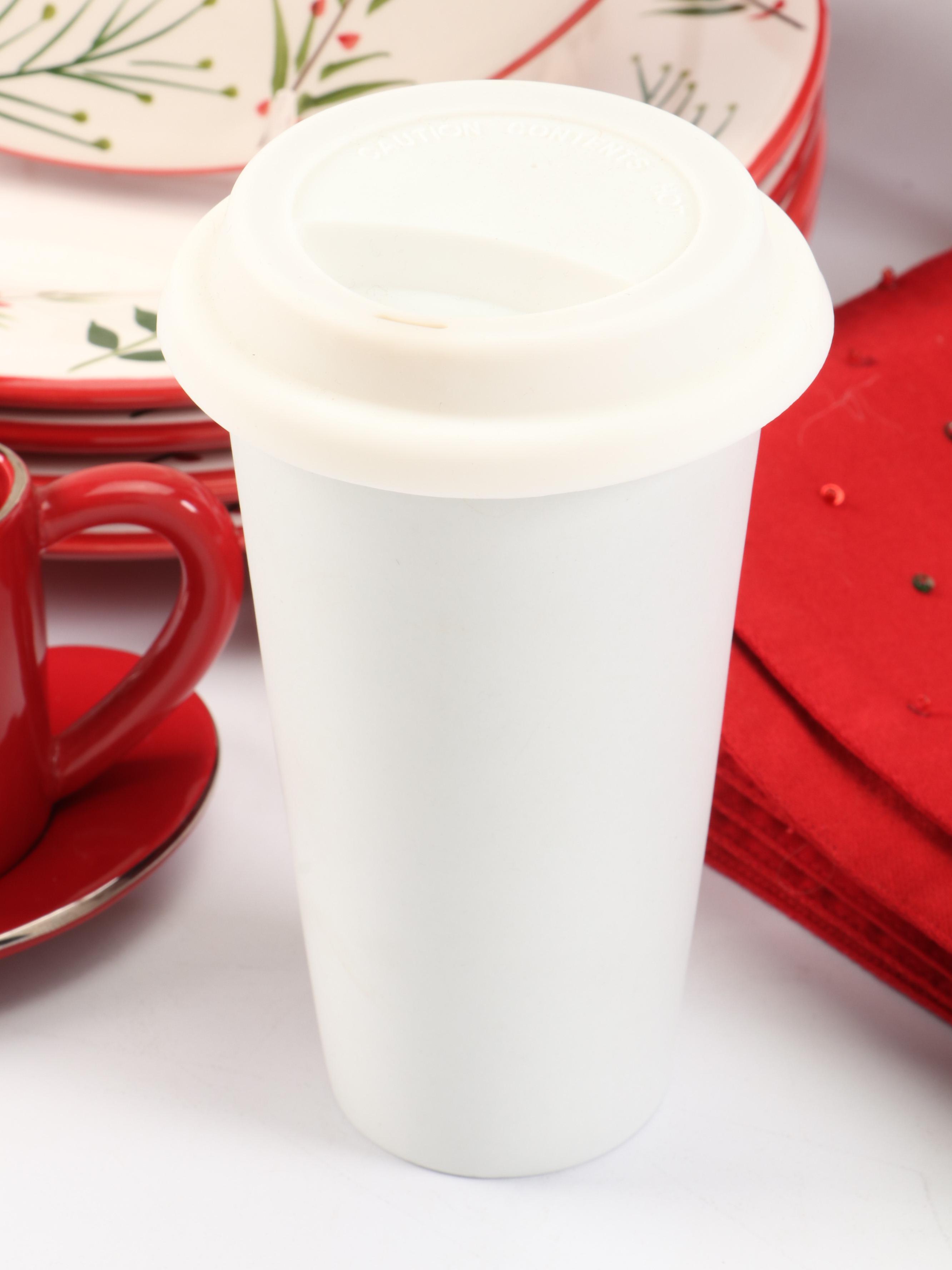 Hand-Painted Christmas Motif Dinner Plates, Three-Tiered Plate Rack and More