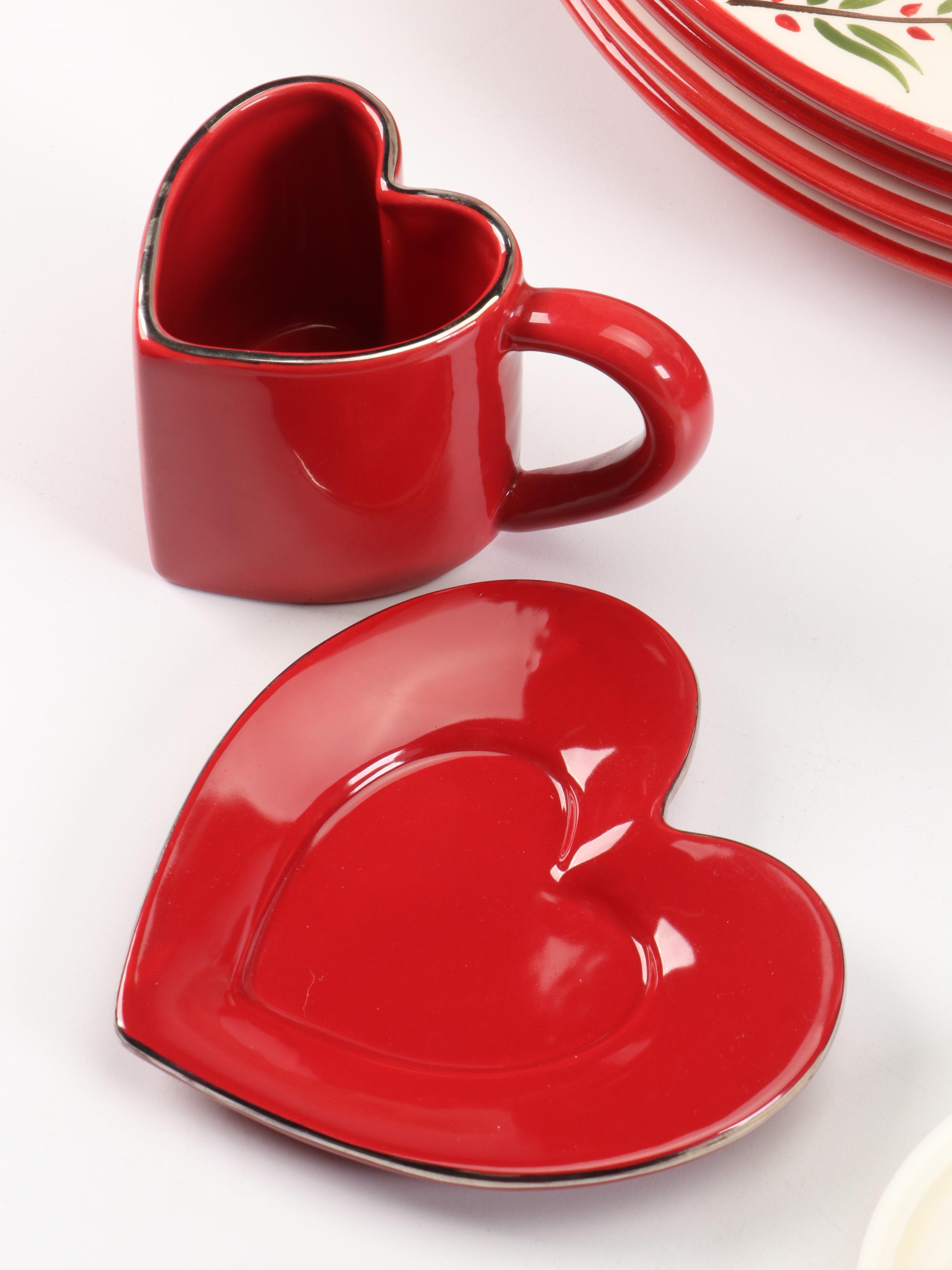 Hand-Painted Christmas Motif Dinner Plates, Three-Tiered Plate Rack and More