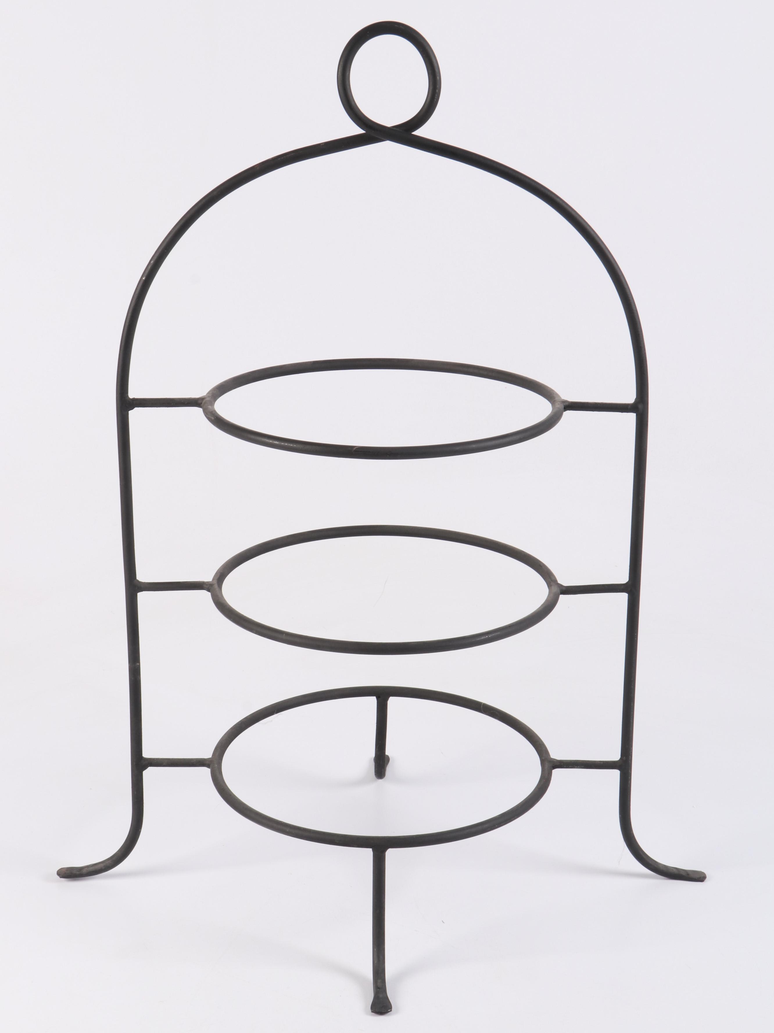 Hand-Painted Christmas Motif Dinner Plates, Three-Tiered Plate Rack and More