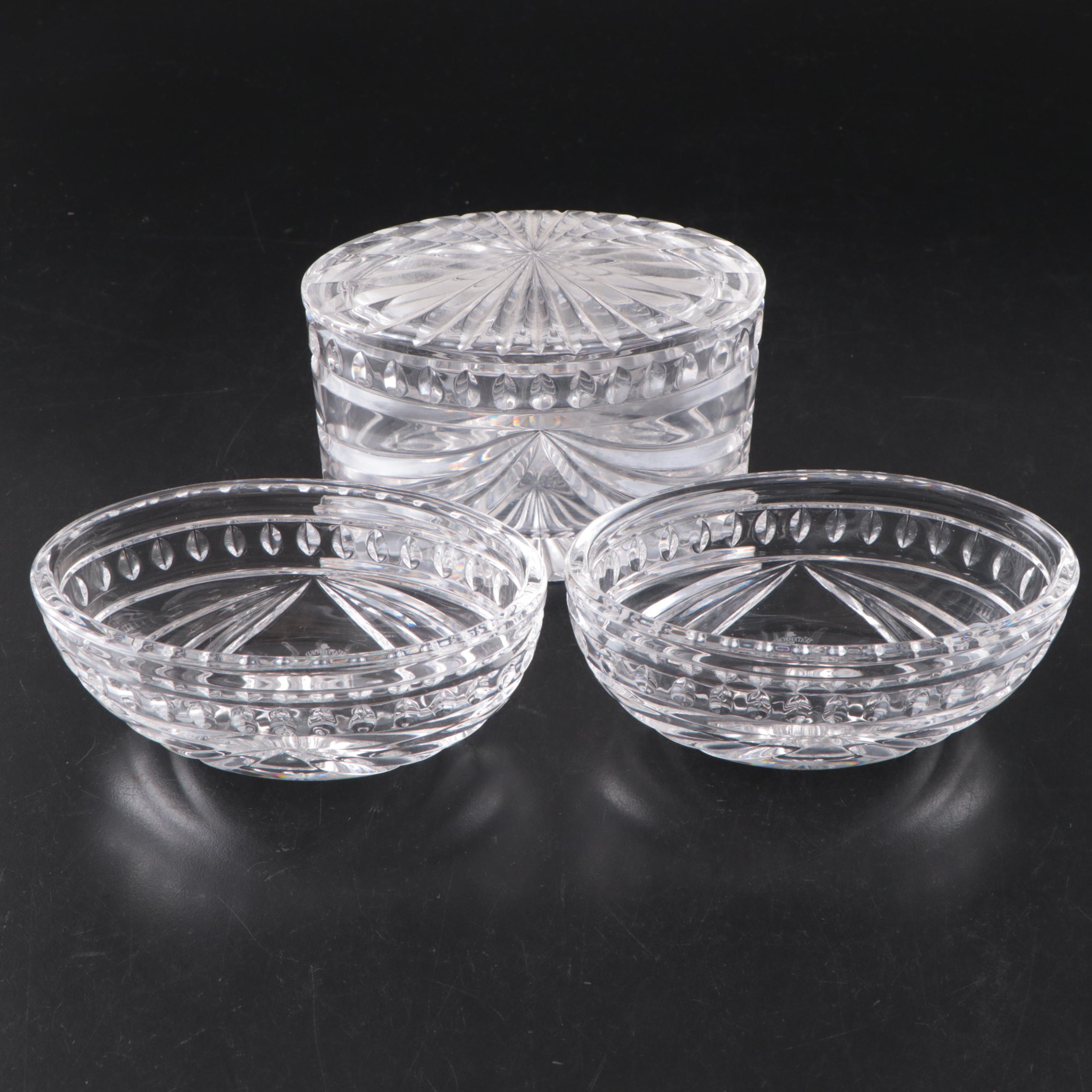 Waterford "Overture" Crystal Open Sugars and Oval Box