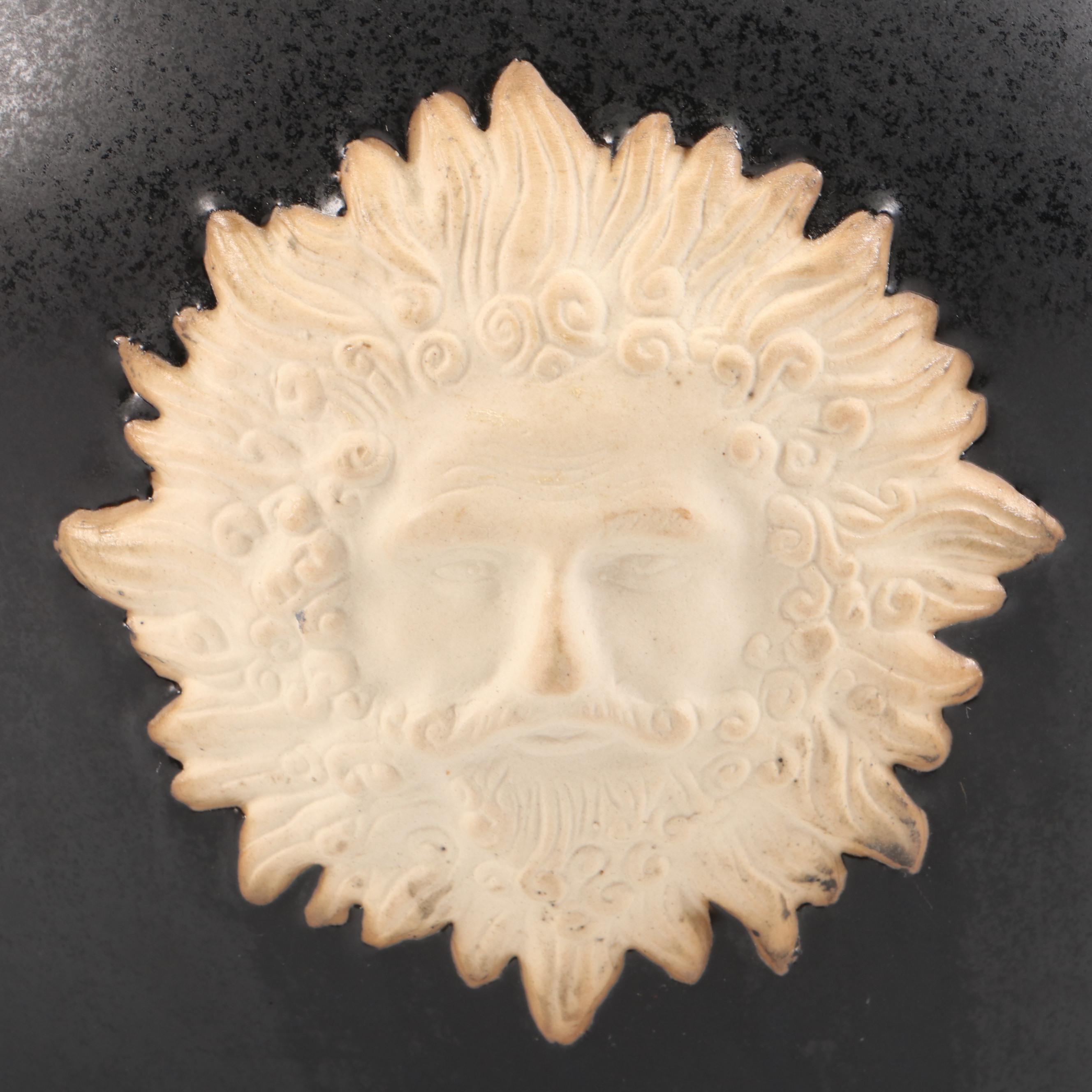 Napco Black Ceramic Bowl with Sun Face