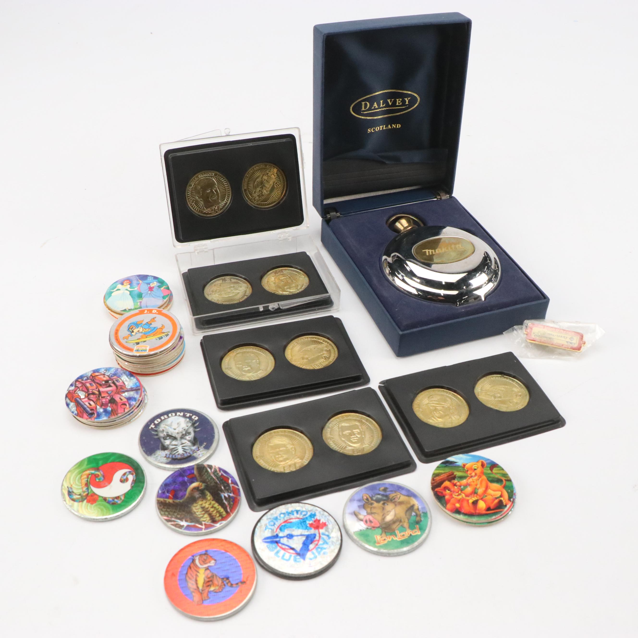 Pinnacle Mint NASCAR Drivers Collectible Coins with Pogs and Pocket Watch