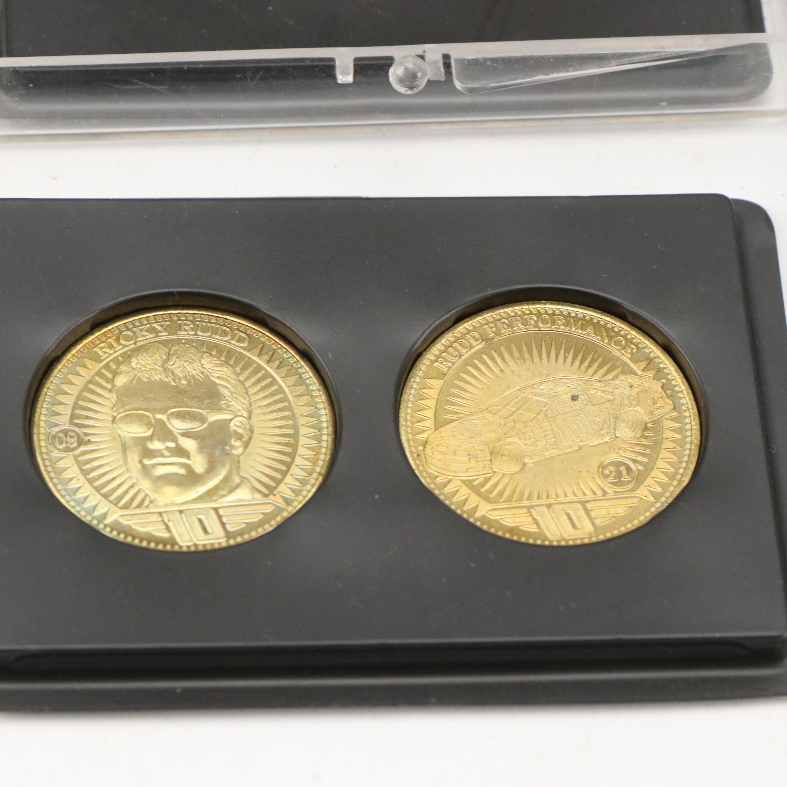 Pinnacle Mint NASCAR Drivers Collectible Coins with Pogs and Pocket Watch