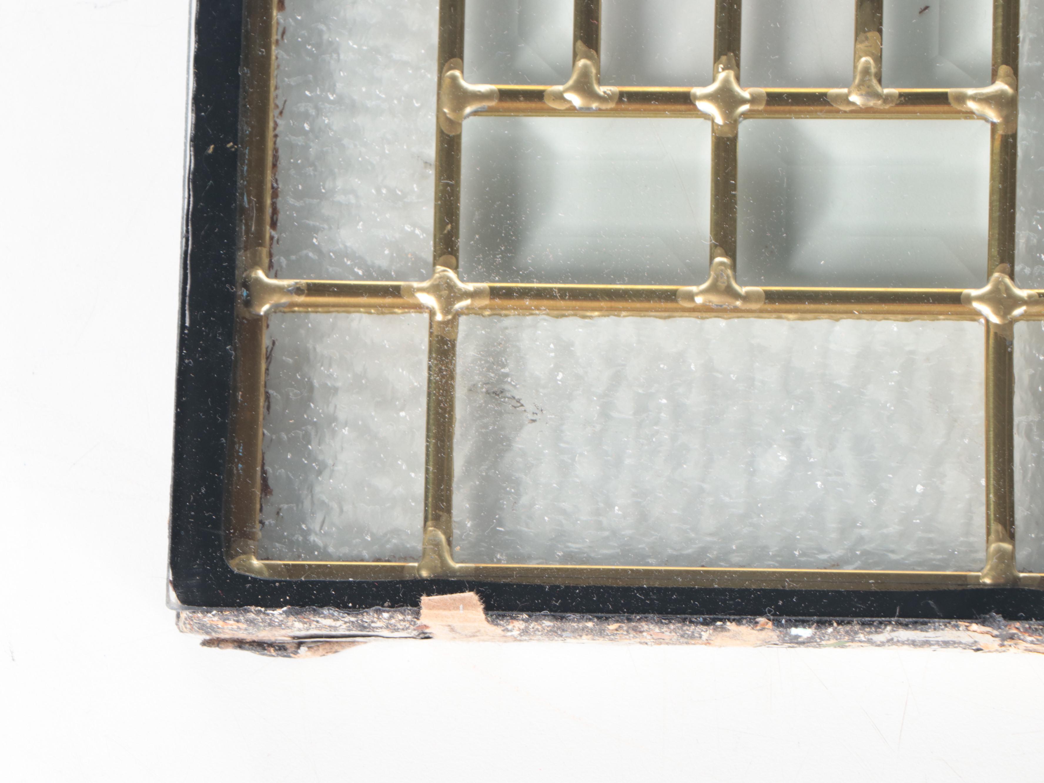 Textured Glass Front Door Transom Window Panel with Faux Camework