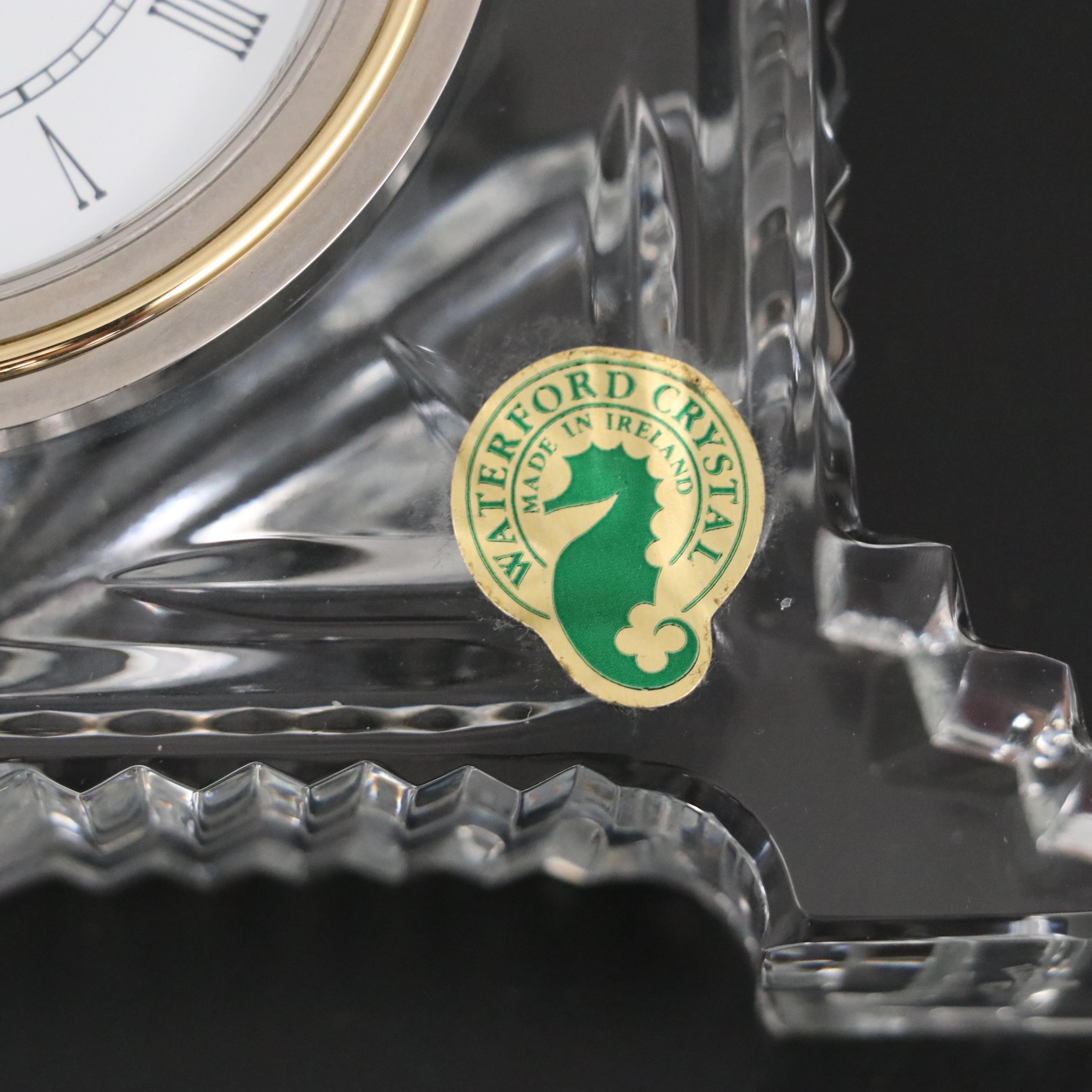 Waterford "Overture" Crystal Mantel Clock and "Coliseum" Crystal Mantel Clock