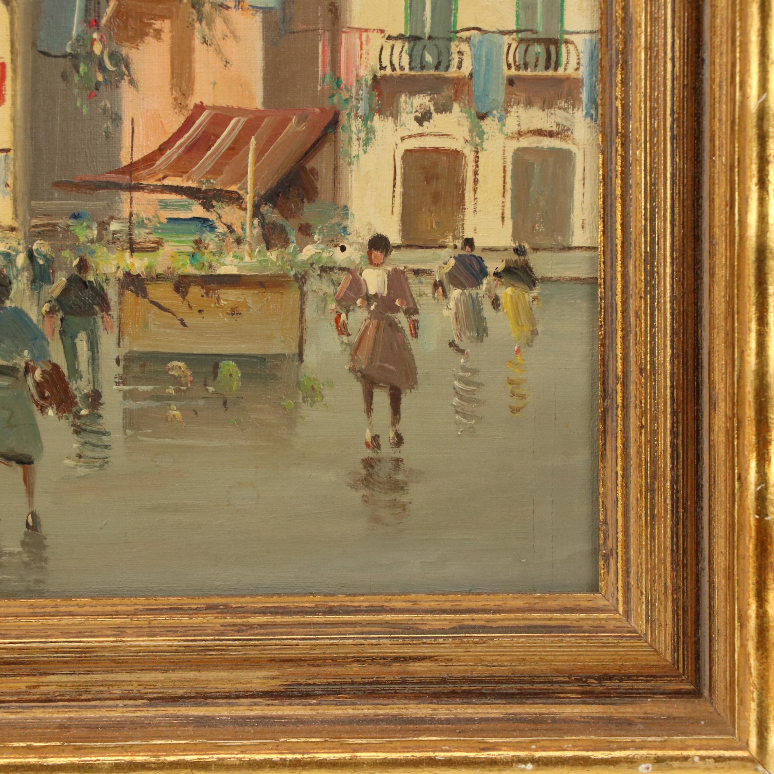 B. Ciappa Italian Cityscape Oil Painting "Piazza S. Eligio"