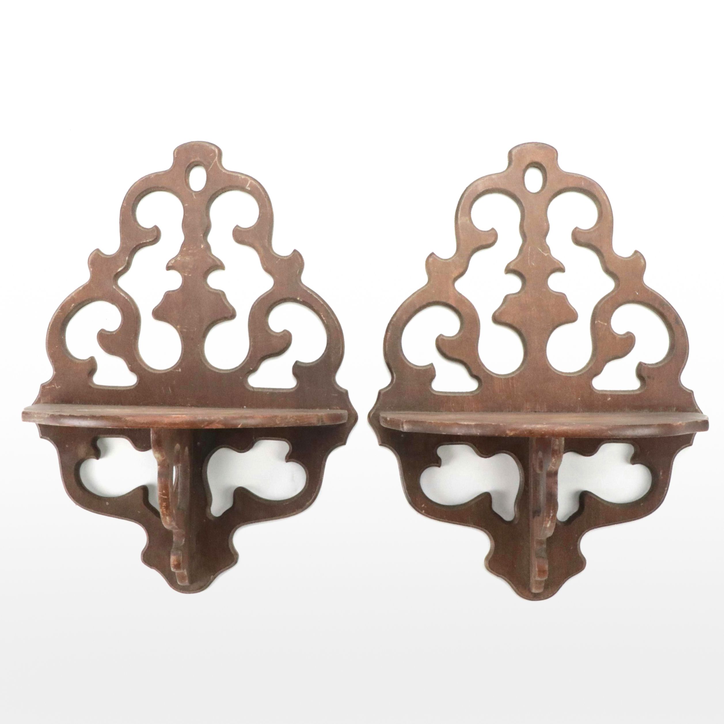 Butler Openwork Wooden Wall Shelves, Mid to Late 20th Century