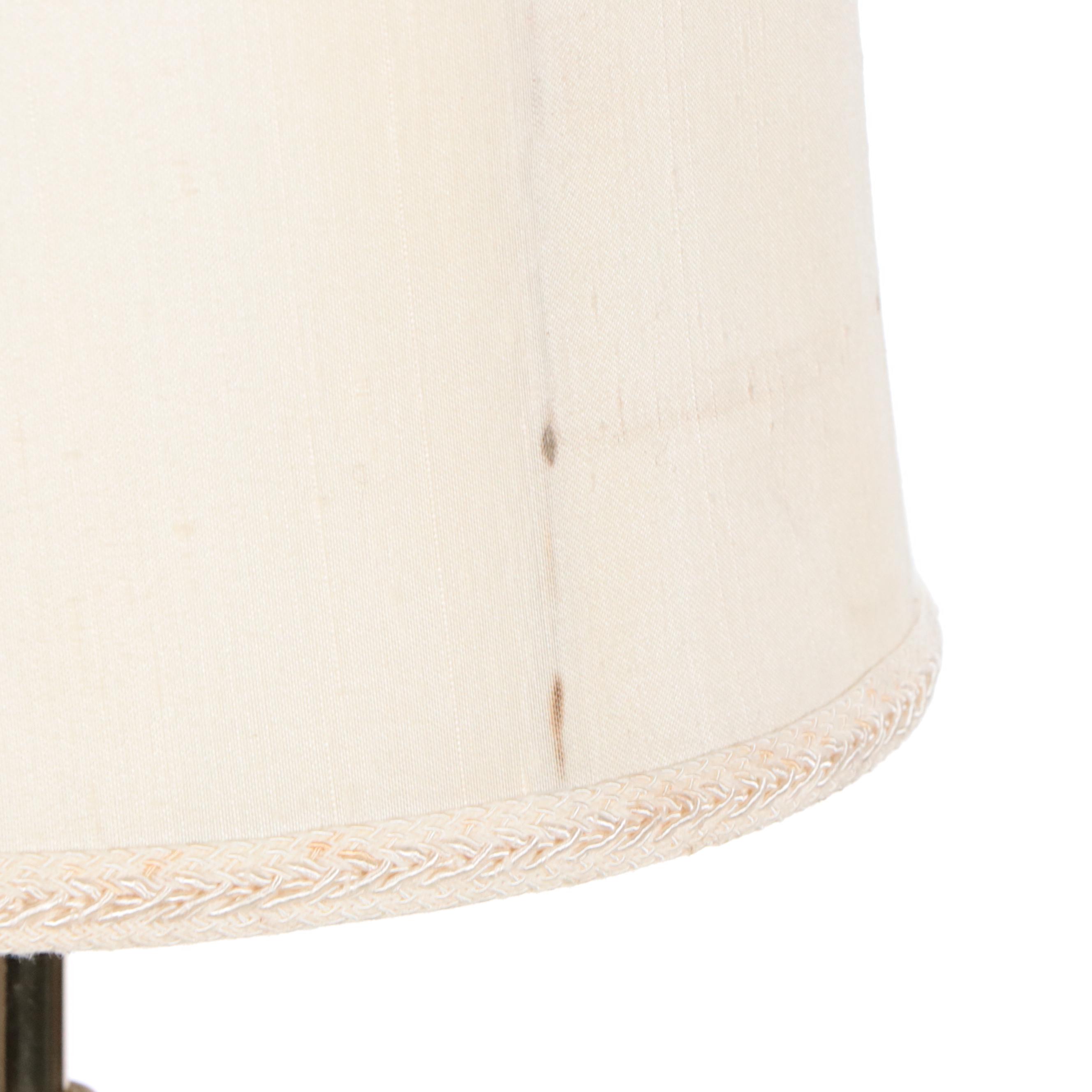 Westwood Pink and Black Marble and Brass Column Table Lamp with Silk Shade