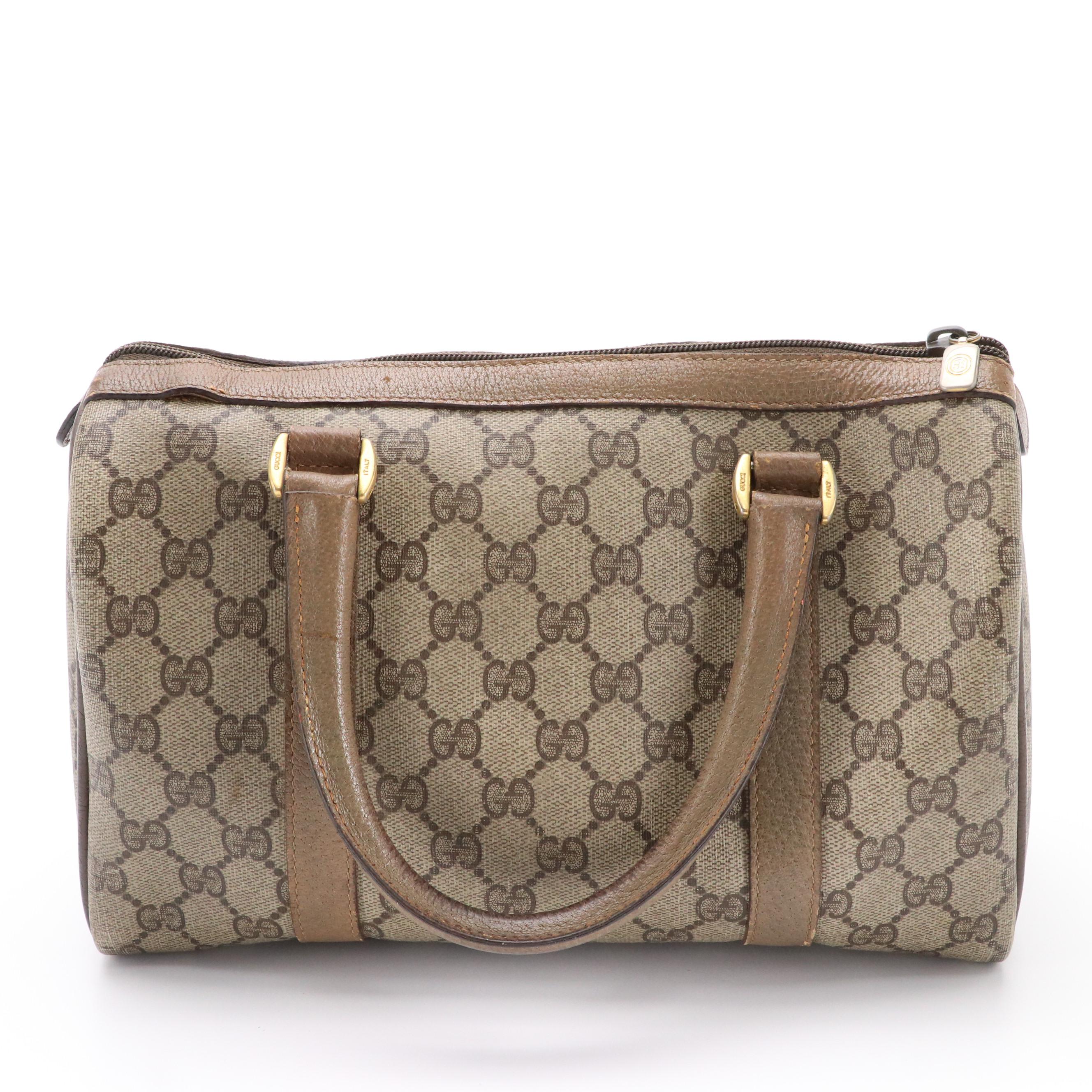 Gucci Accessory Collection GG Supreme Canvas and Leather Boston Bag