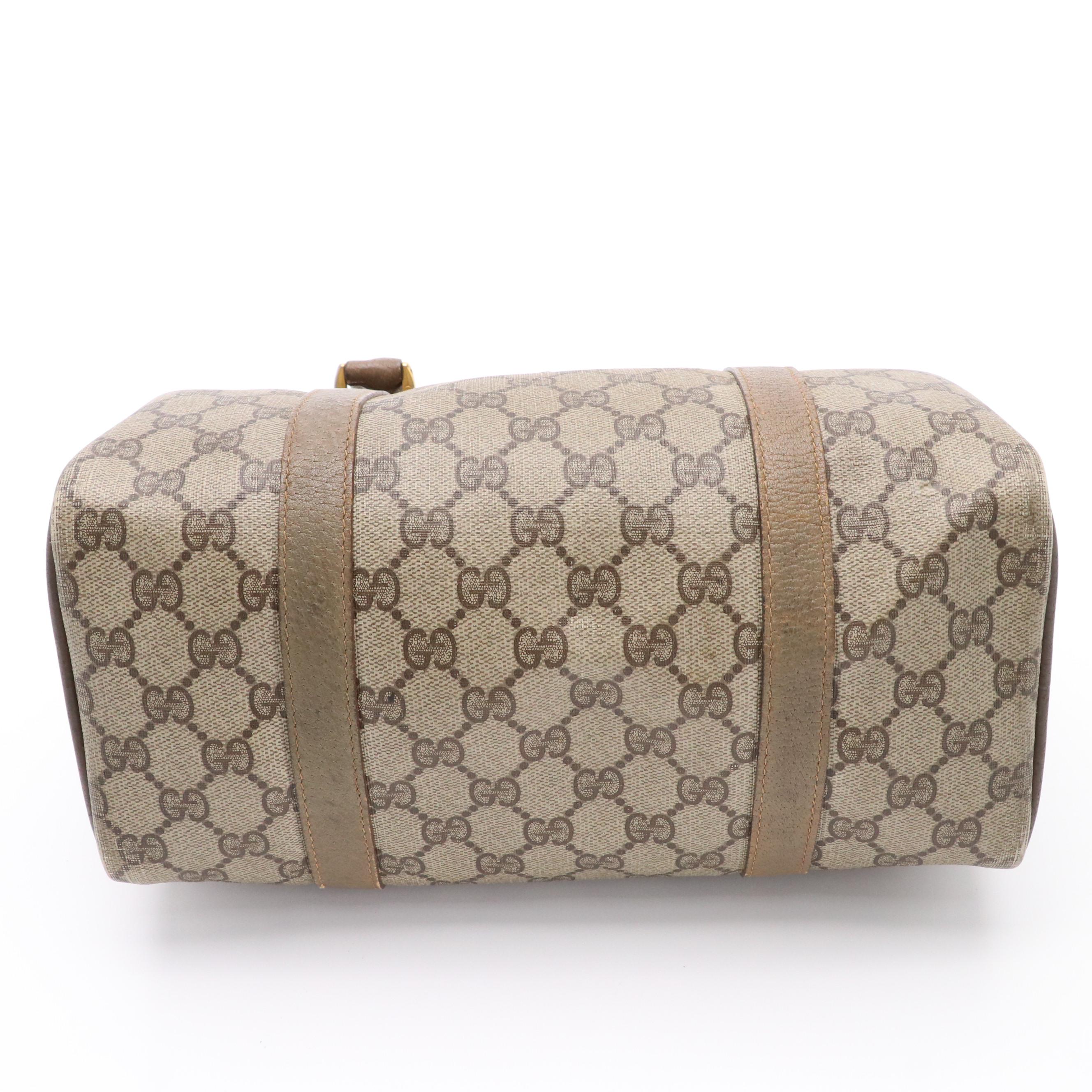 Gucci Accessory Collection GG Supreme Canvas and Leather Boston Bag