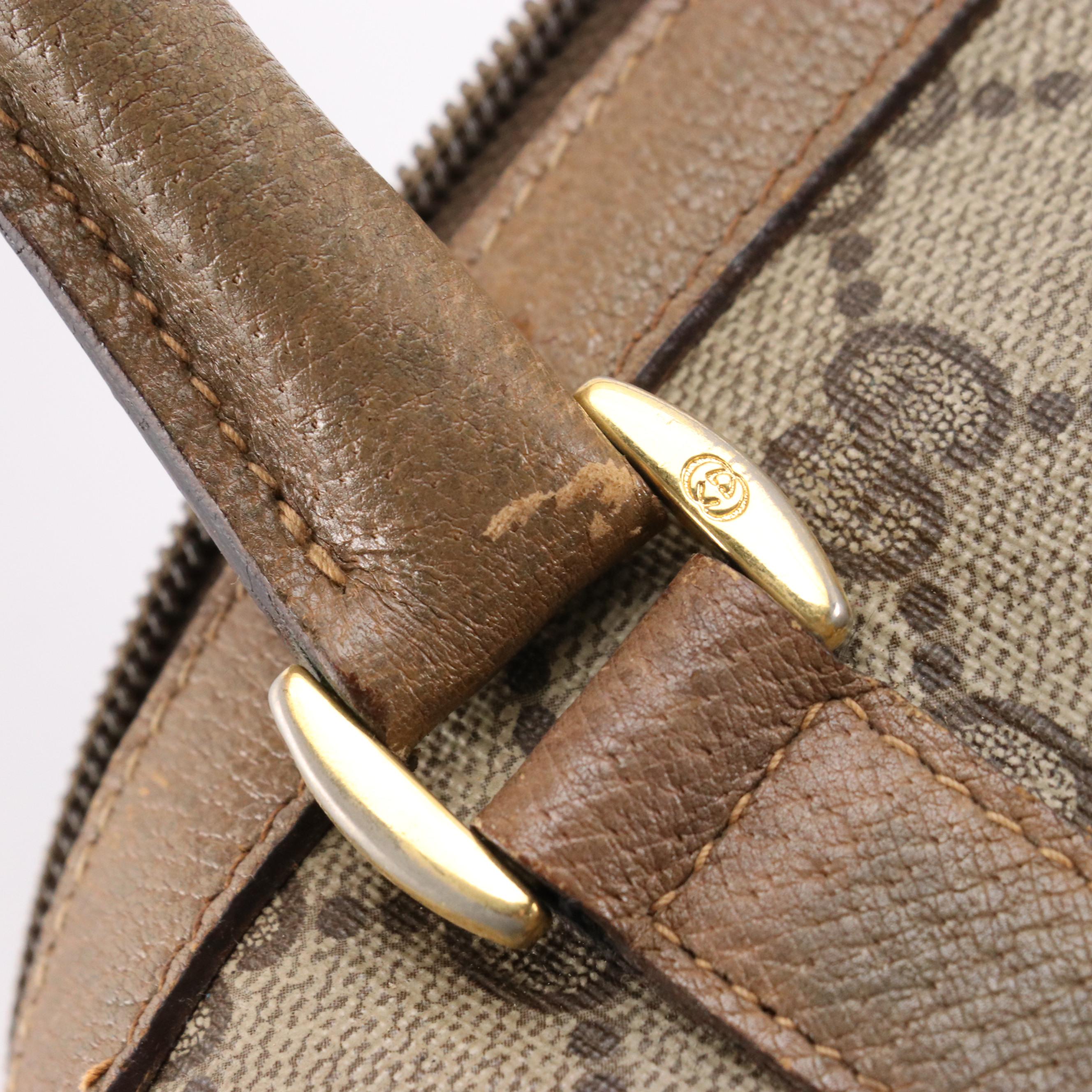 Gucci Accessory Collection GG Supreme Canvas and Leather Boston Bag