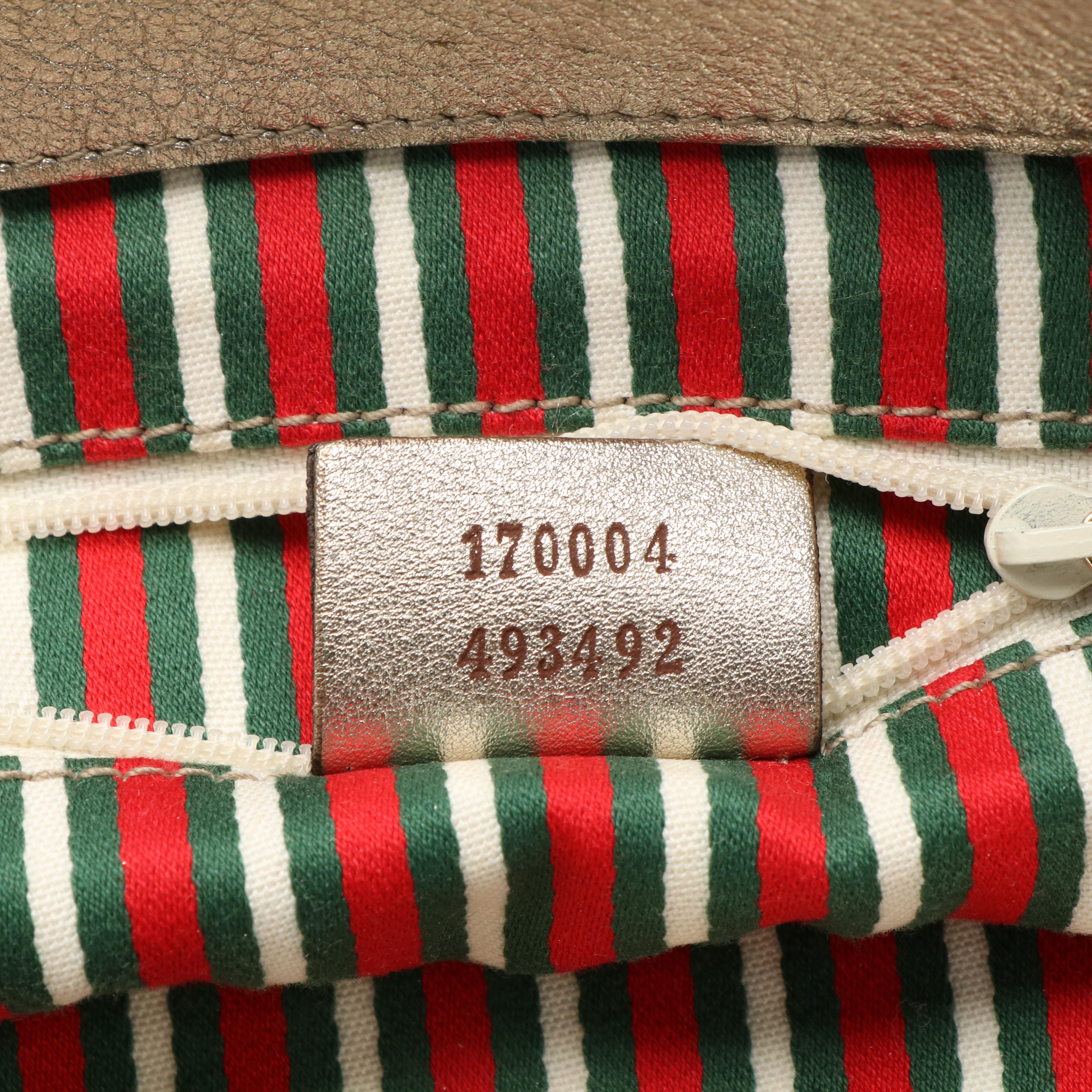 Gucci Original Abbey D-Ring Tote in GG Canvas and Metallic Leather