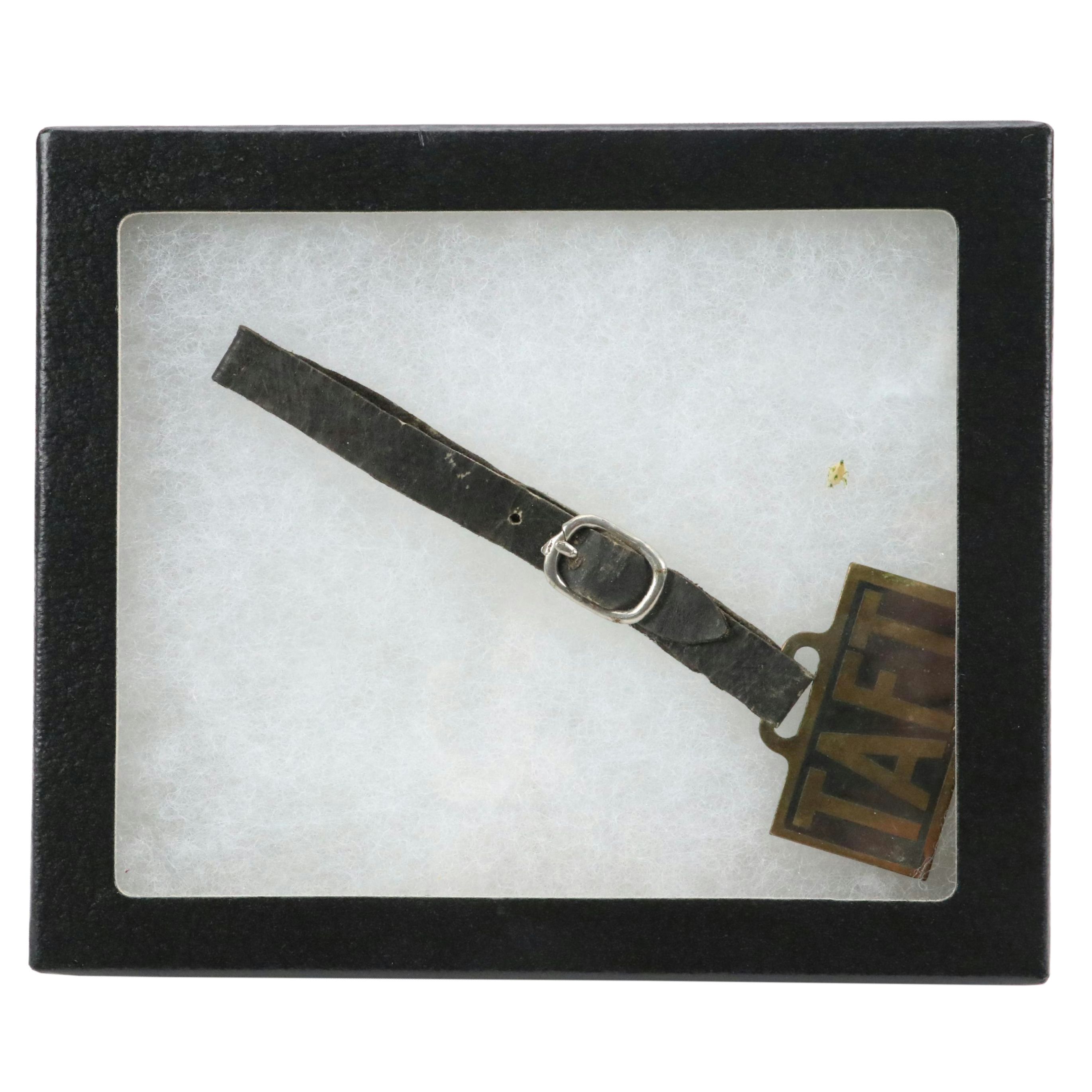 William Howard Taft Political Watch Fob on Leather Strap, Early 20th Century