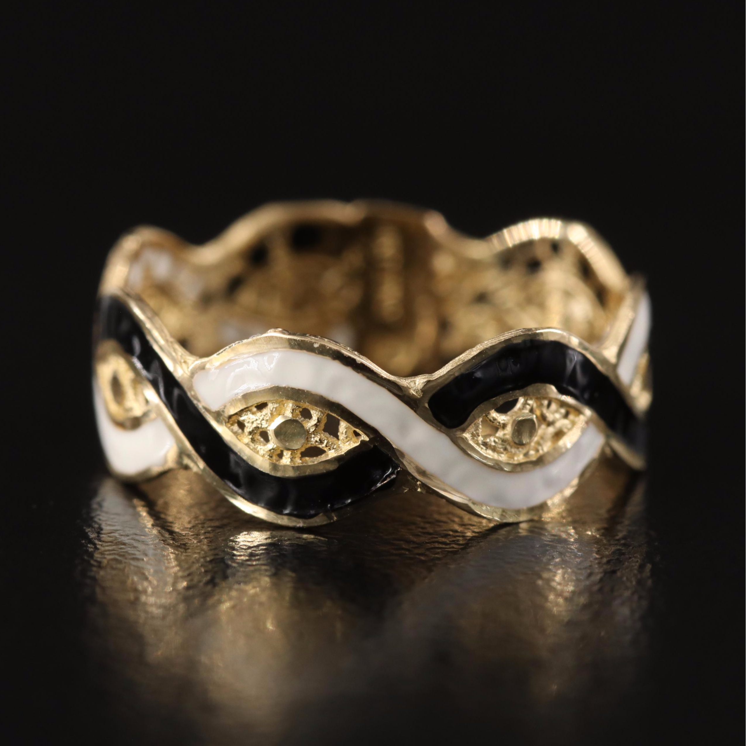 14K Enamel Twist Band