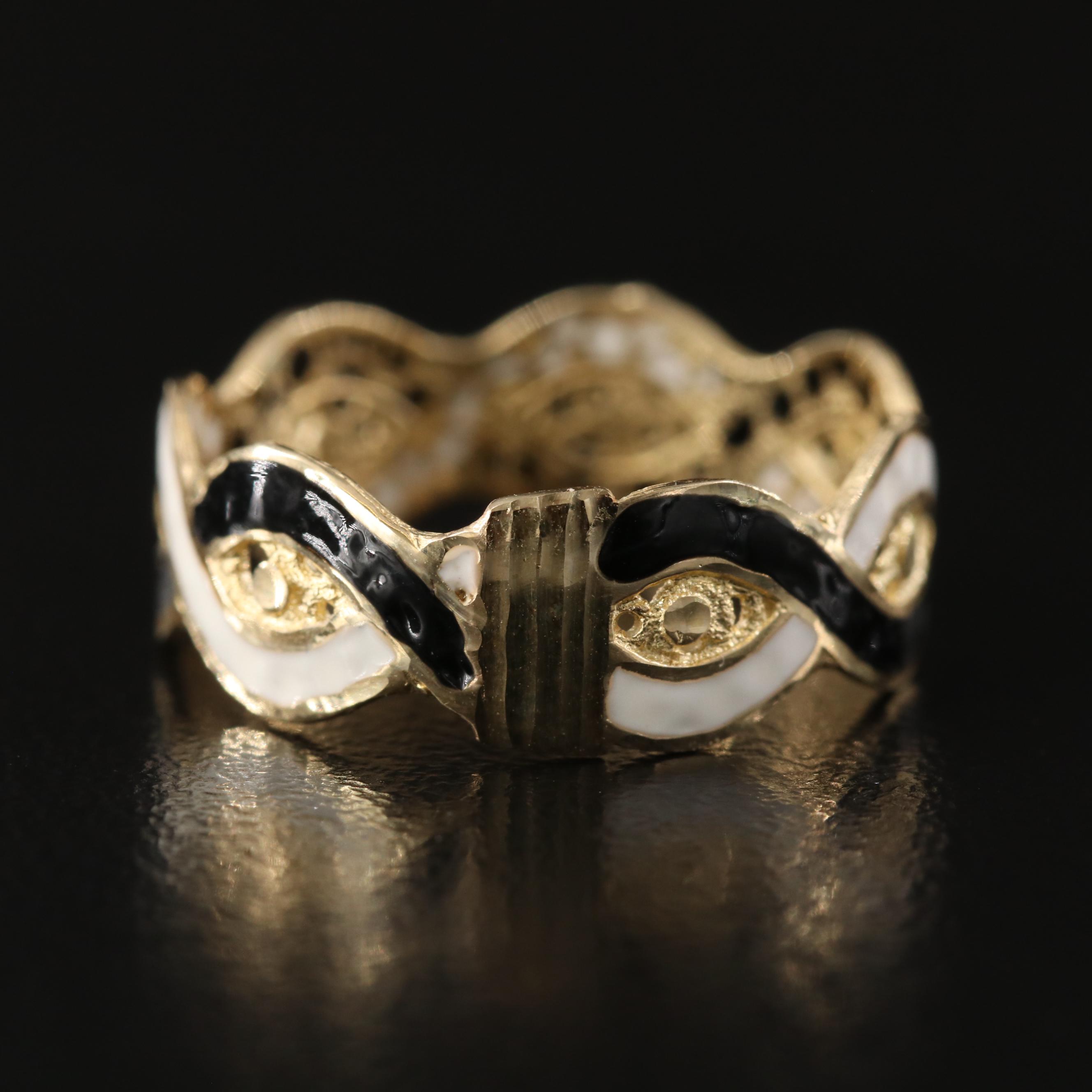 14K Enamel Twist Band