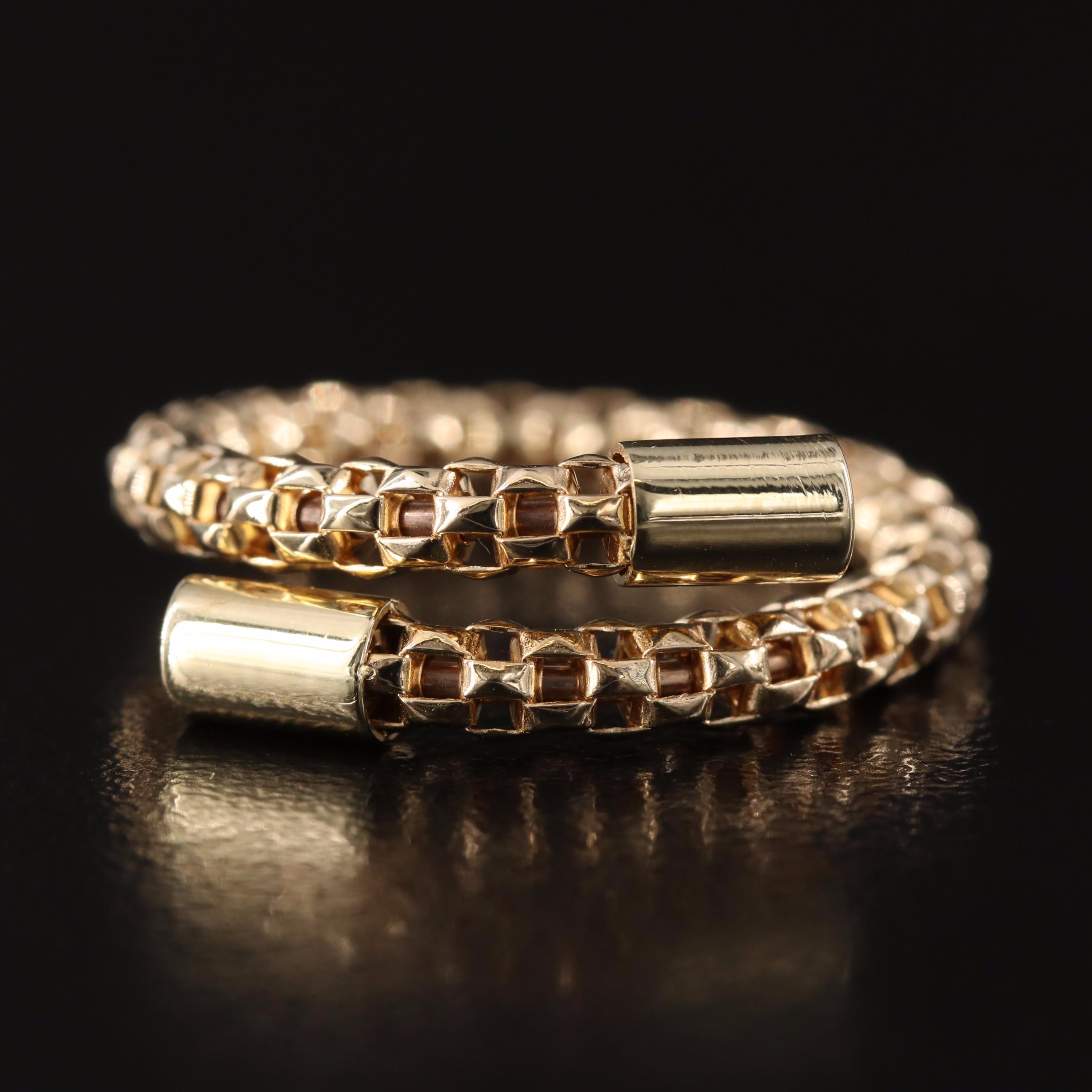 14K Flexible Popcorn By Pass Ring