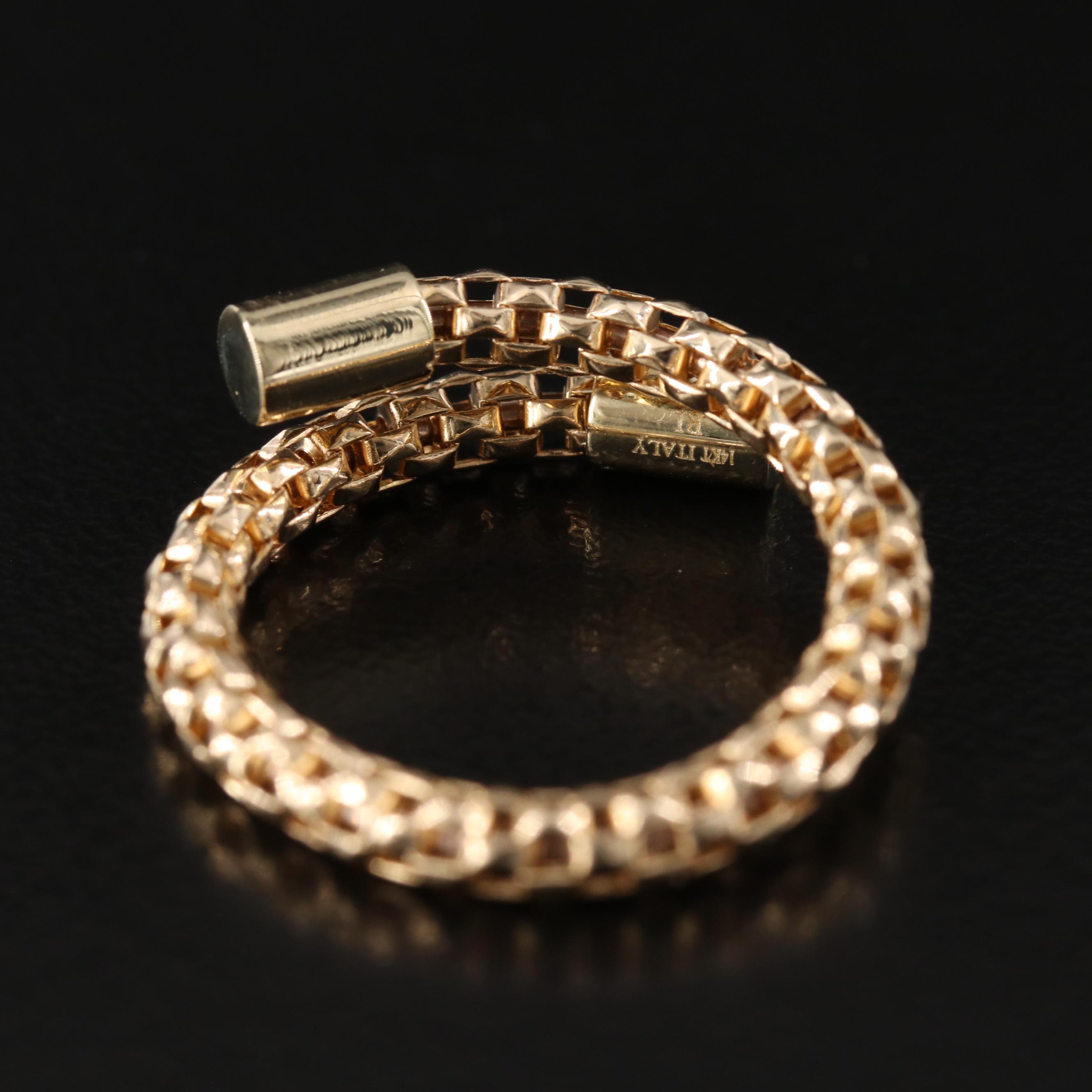 14K Flexible Popcorn By Pass Ring