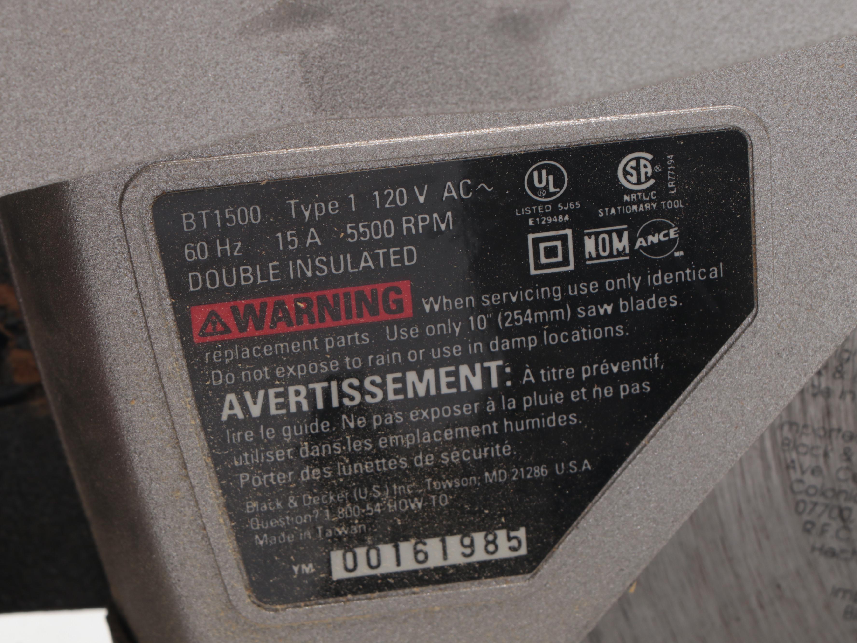 Black + Decker BT1500 10" Compound Miter Saw