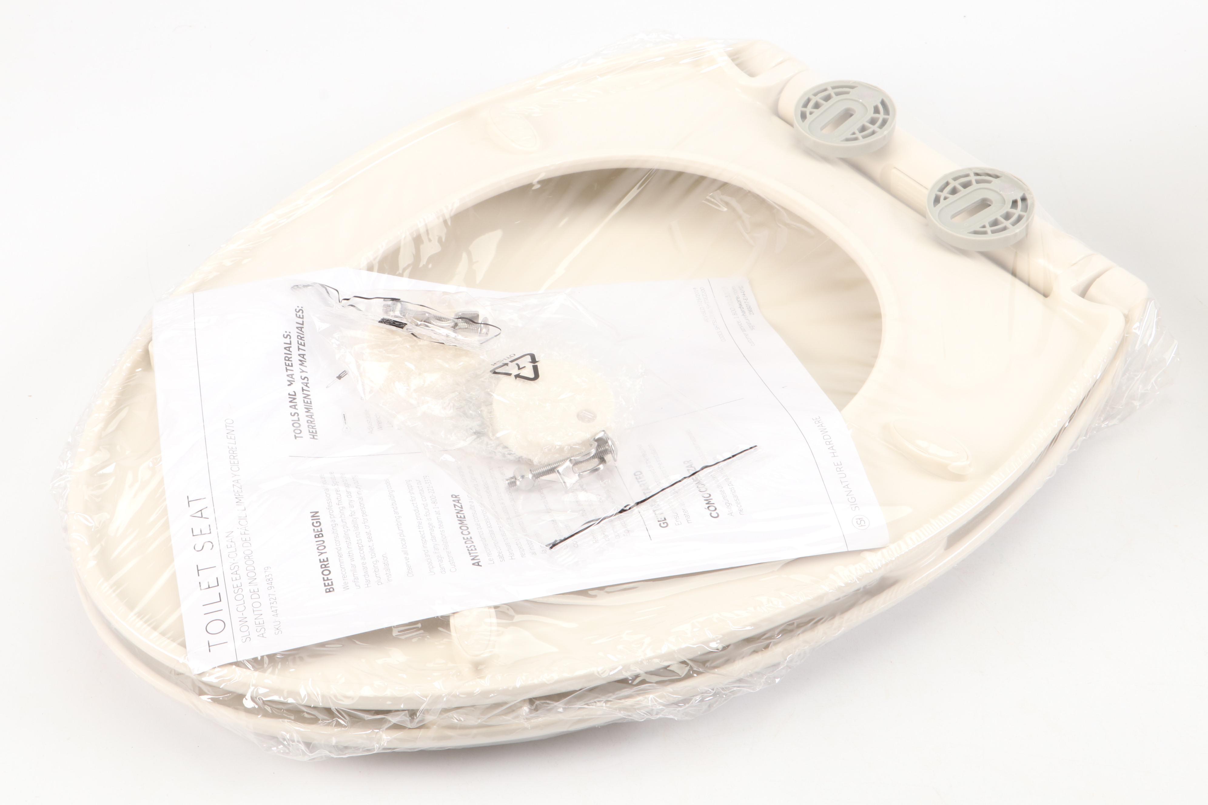 Elongated SlowClose EasyClean Toilet Seats in Biscuit Everything