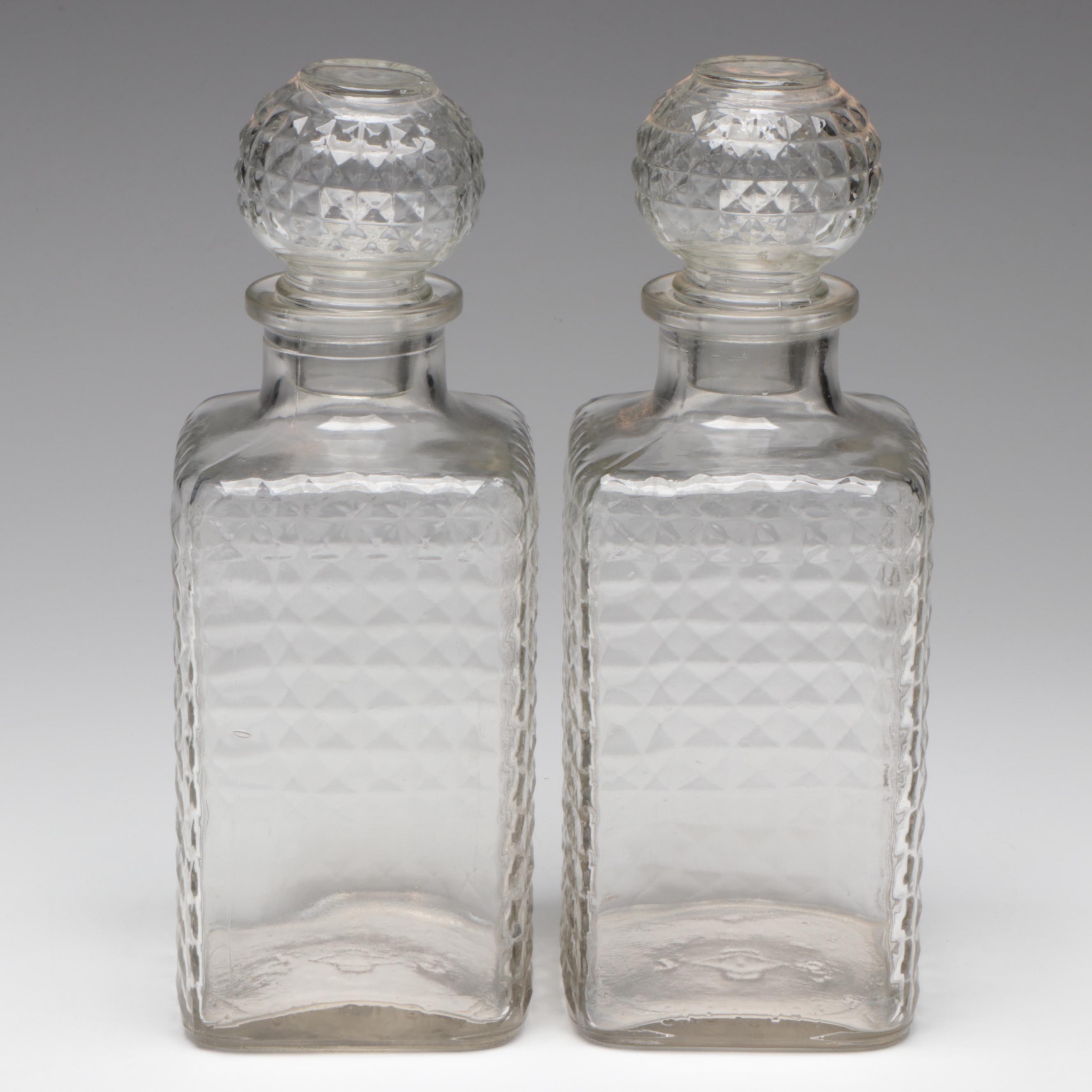 Art Deco Bakelite Bar Caddy with Decanters and Mid Century Modern Style Glasses