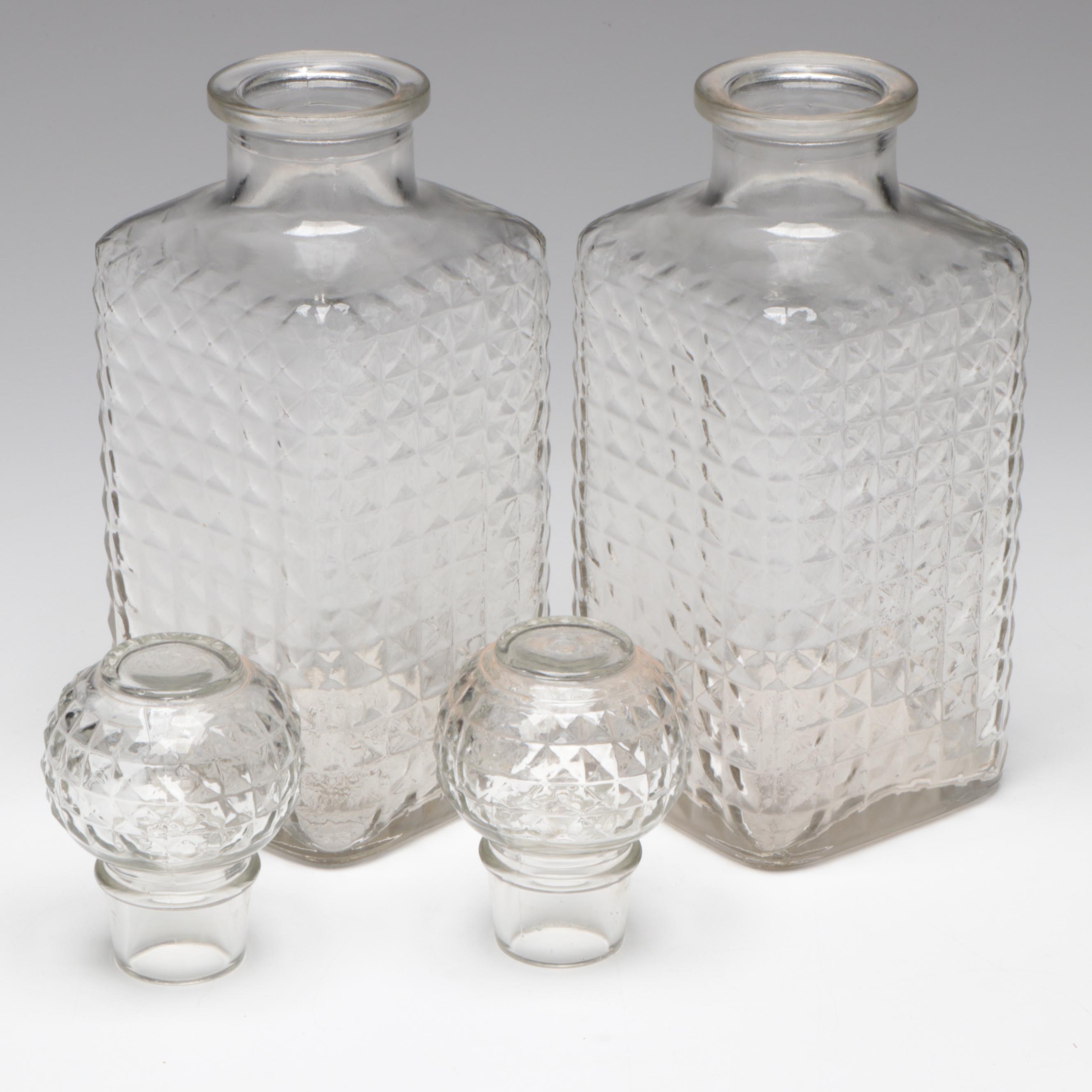 Art Deco Bakelite Bar Caddy with Decanters and Mid Century Modern Style Glasses