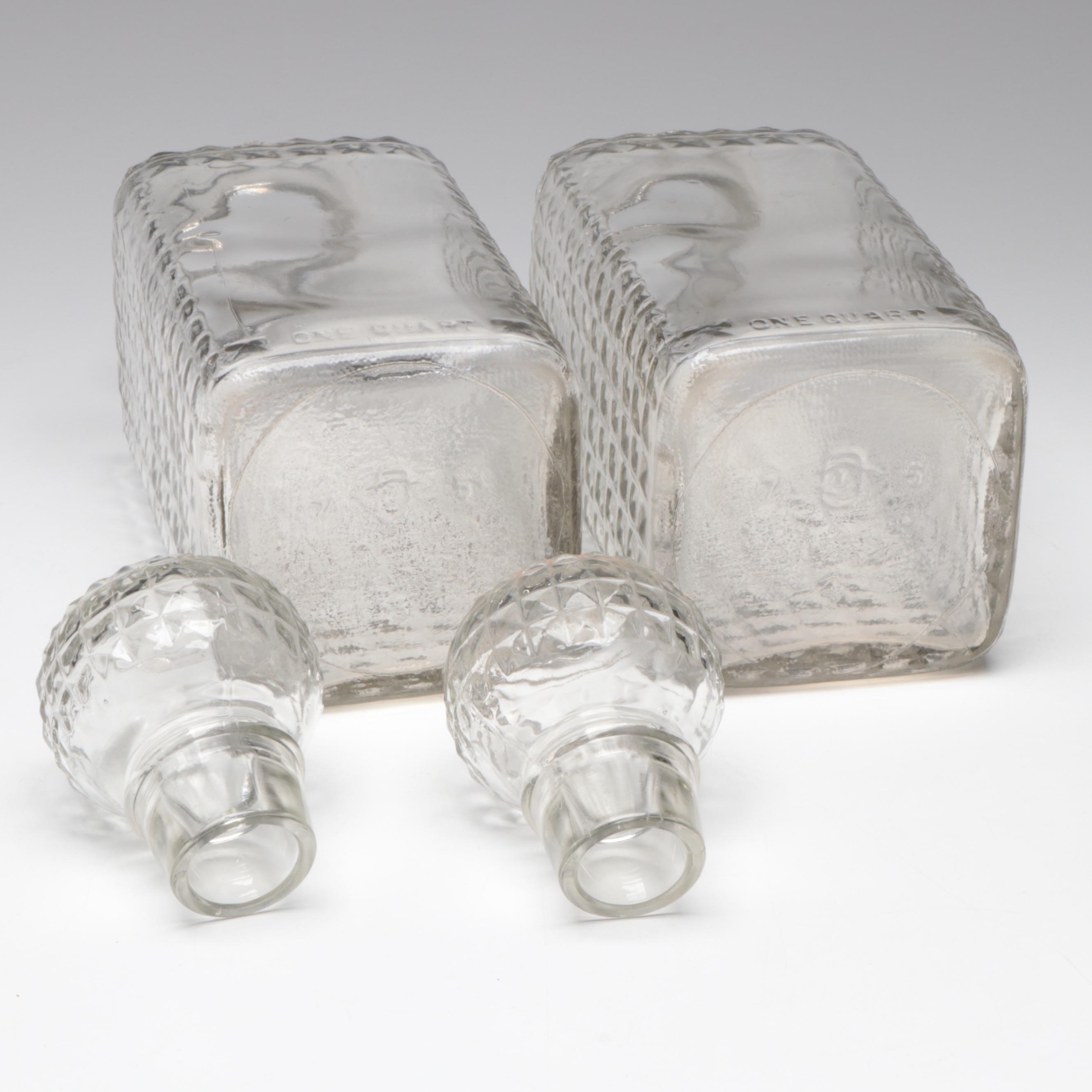 Art Deco Bakelite Bar Caddy with Decanters and Mid Century Modern Style Glasses