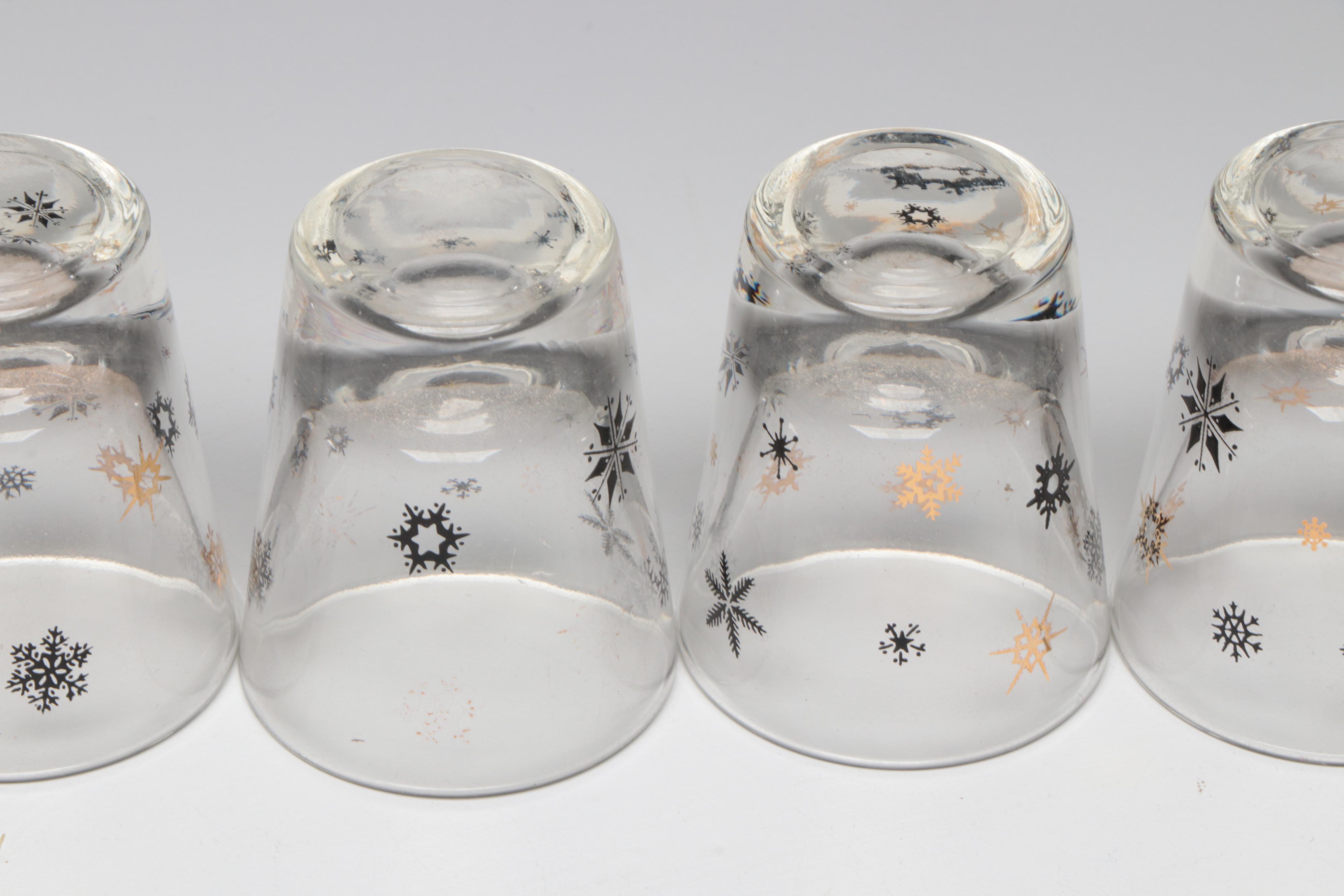 Art Deco Bakelite Bar Caddy with Decanters and Mid Century Modern Style Glasses