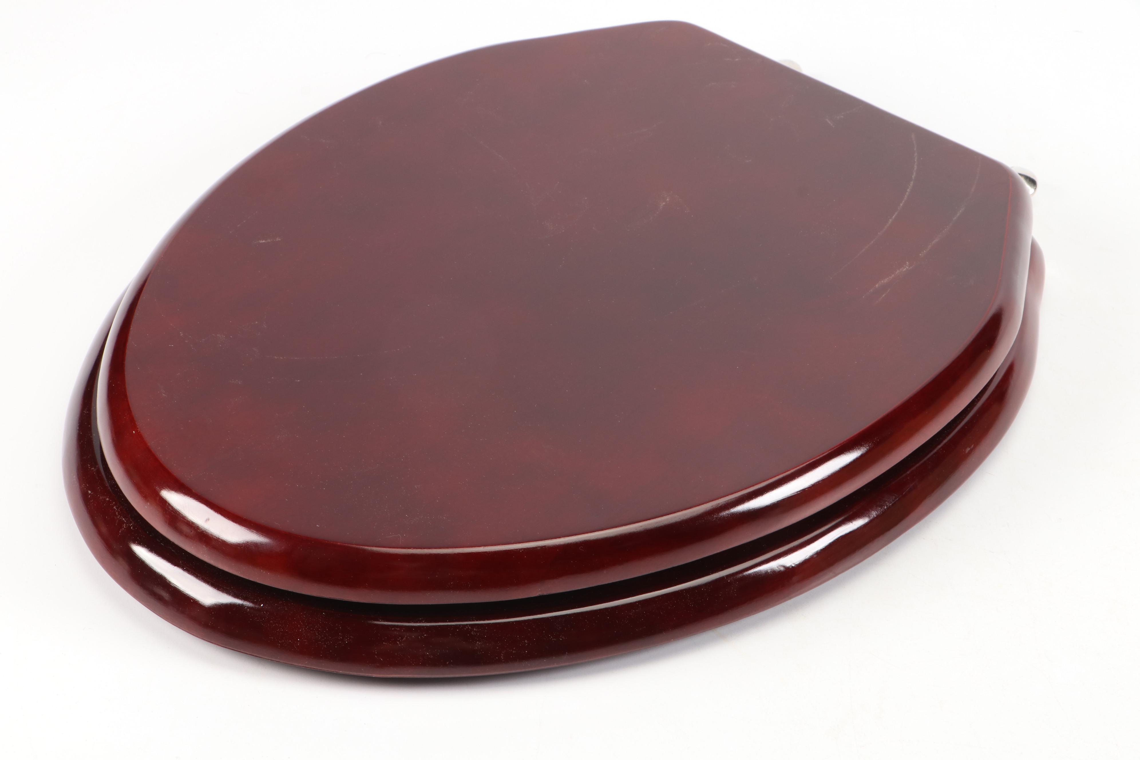 Jones Stephens Solid Oak Elongated Toilet Seats in Mahogany Finish Everything But The House